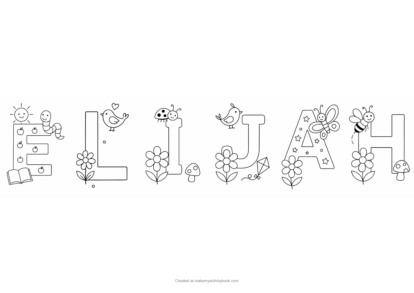 Elijah letters colouring sheet
