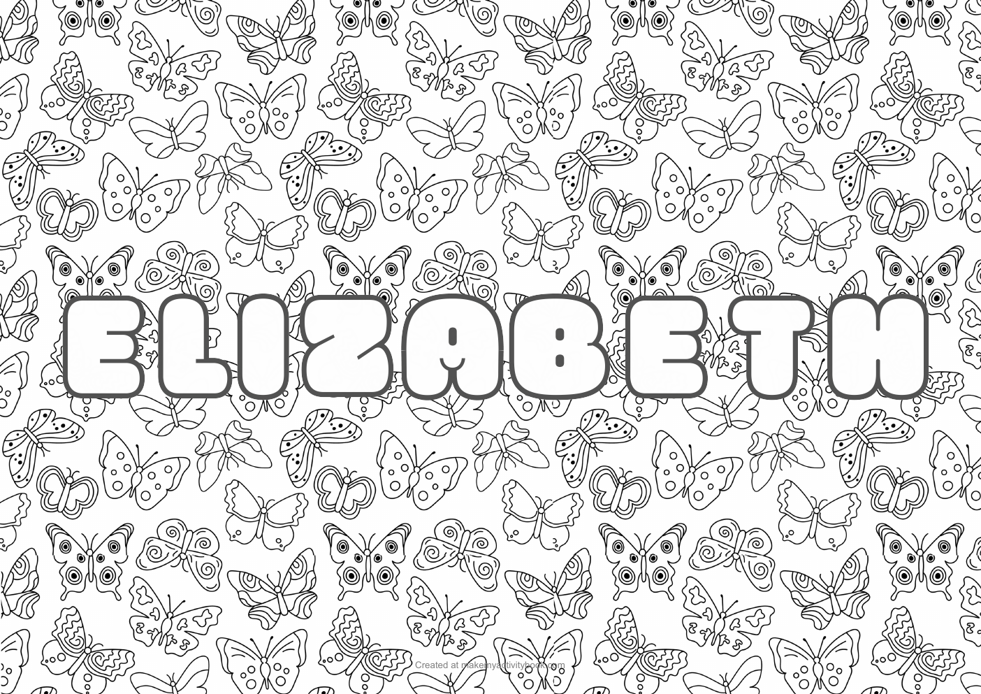 Elizabeth butterflies colouring sheet