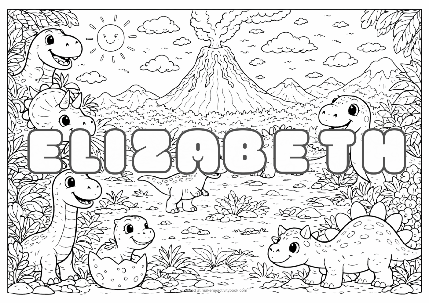 Elizabeth dinosaur colouring sheet