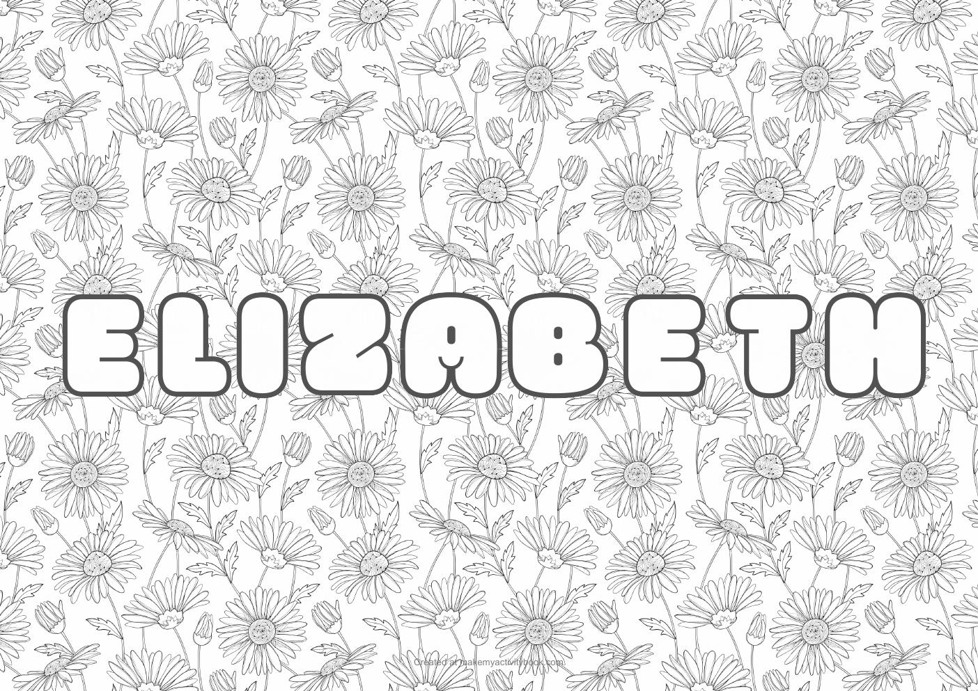 Elizabeth flowers colouring sheet