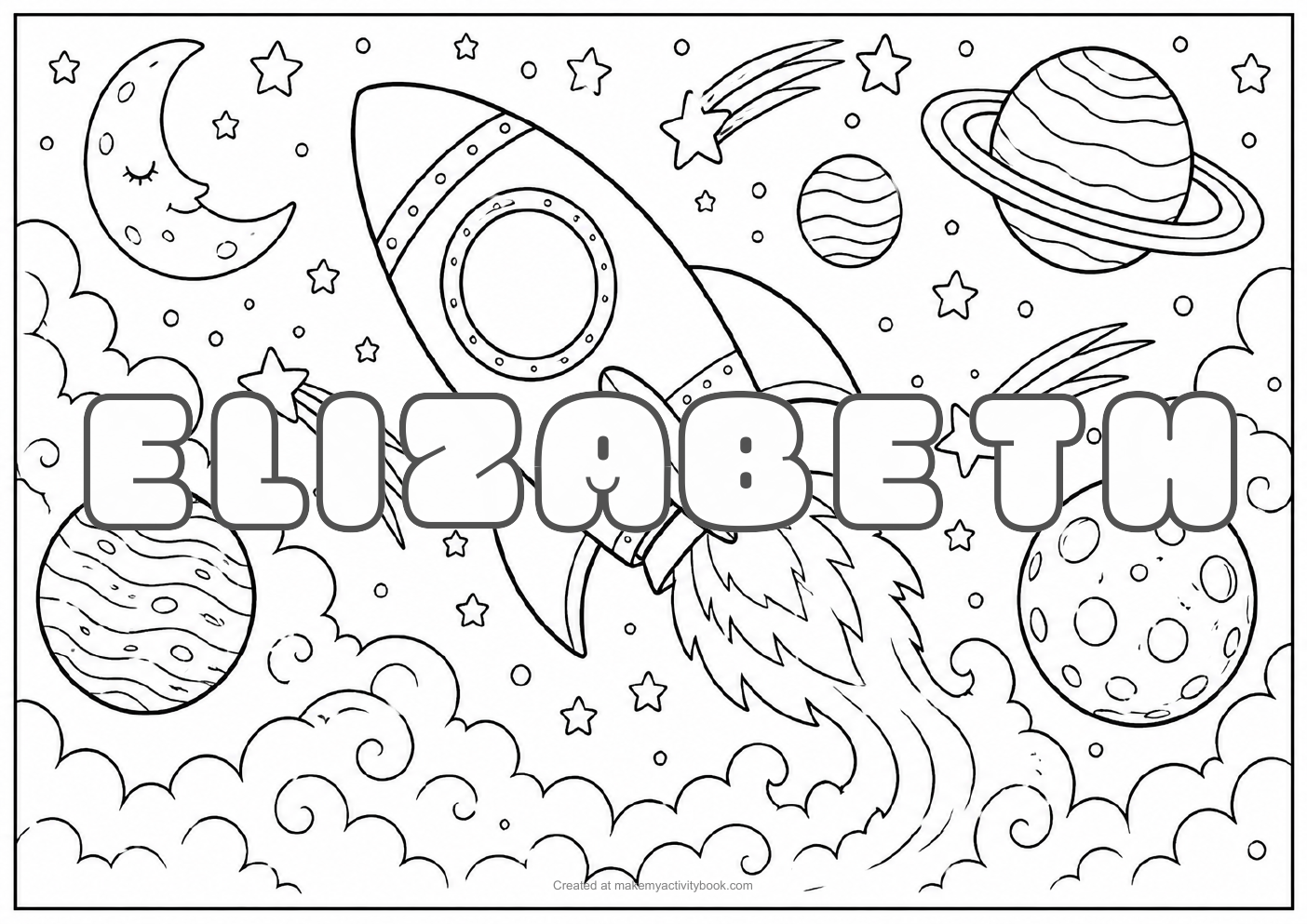 Elizabeth space colouring sheet