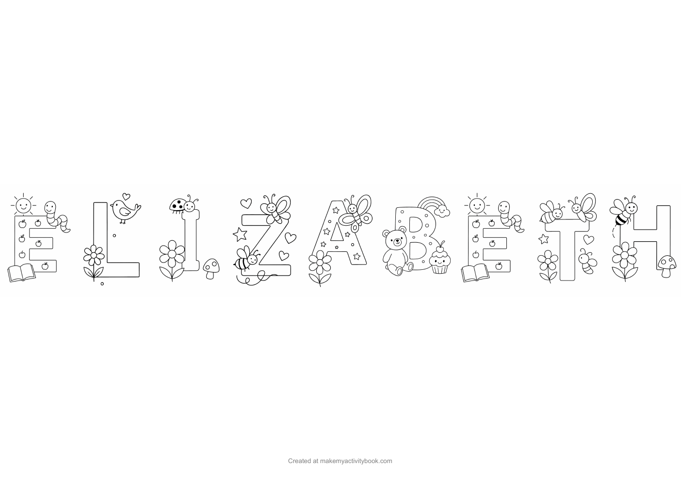 Elizabeth letters colouring sheet