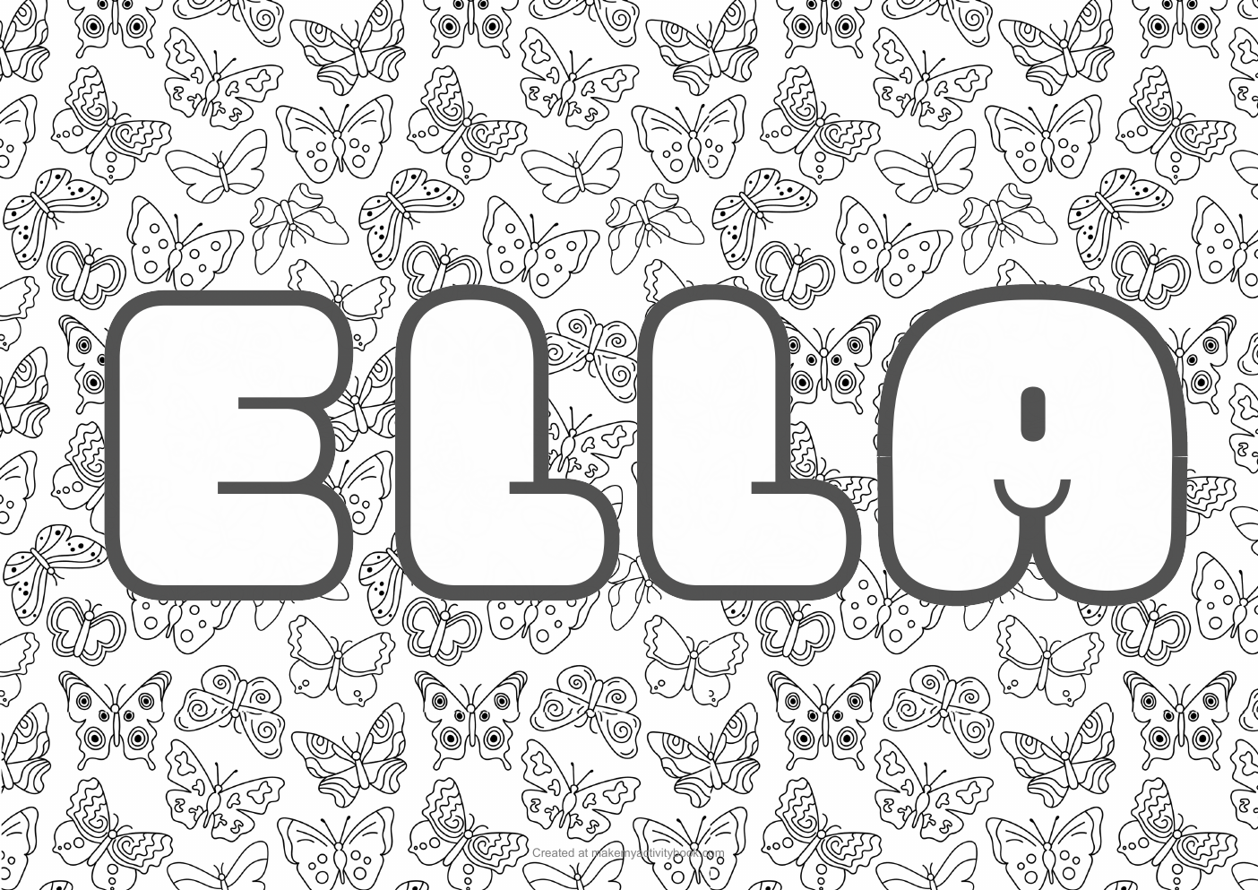 Ella butterflies colouring sheet