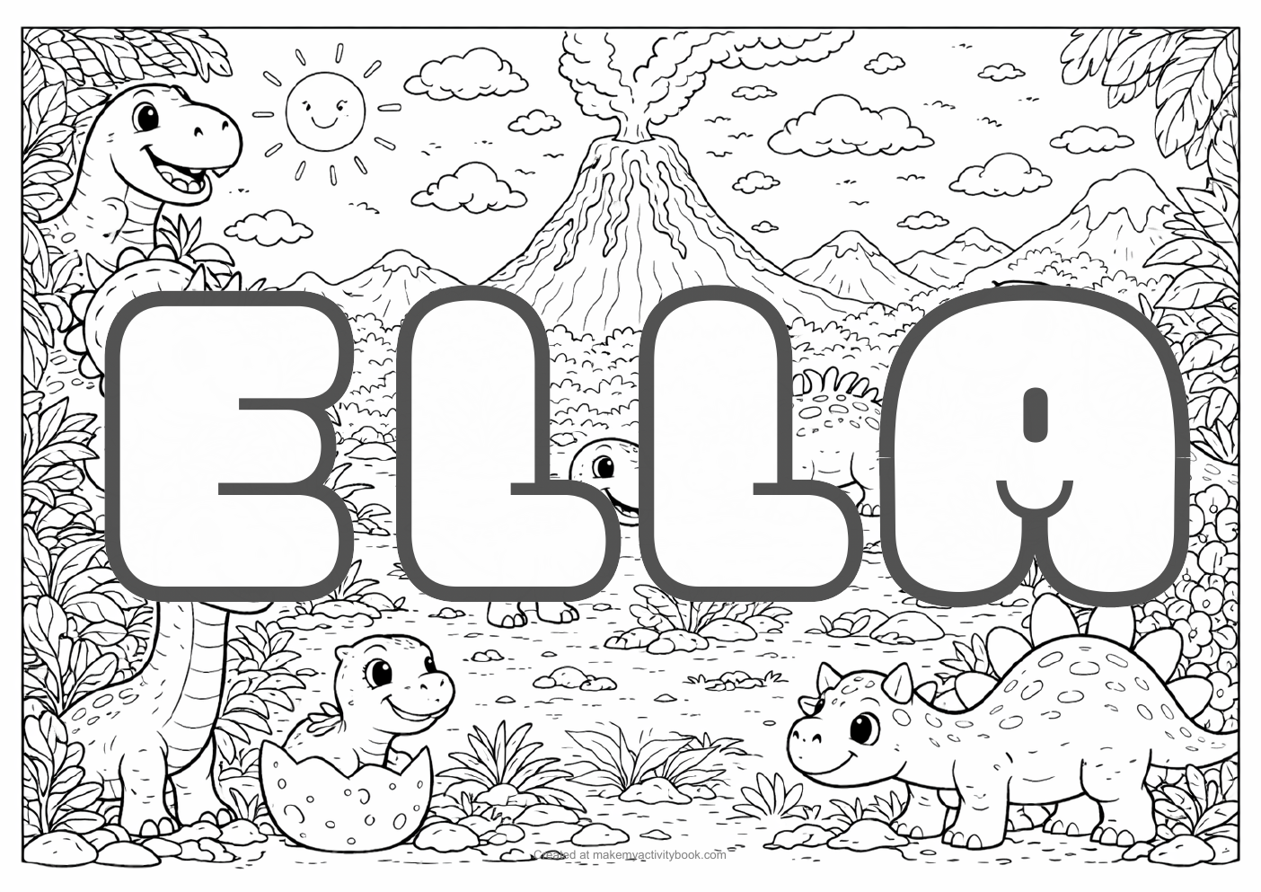 Ella dinosaur colouring sheet