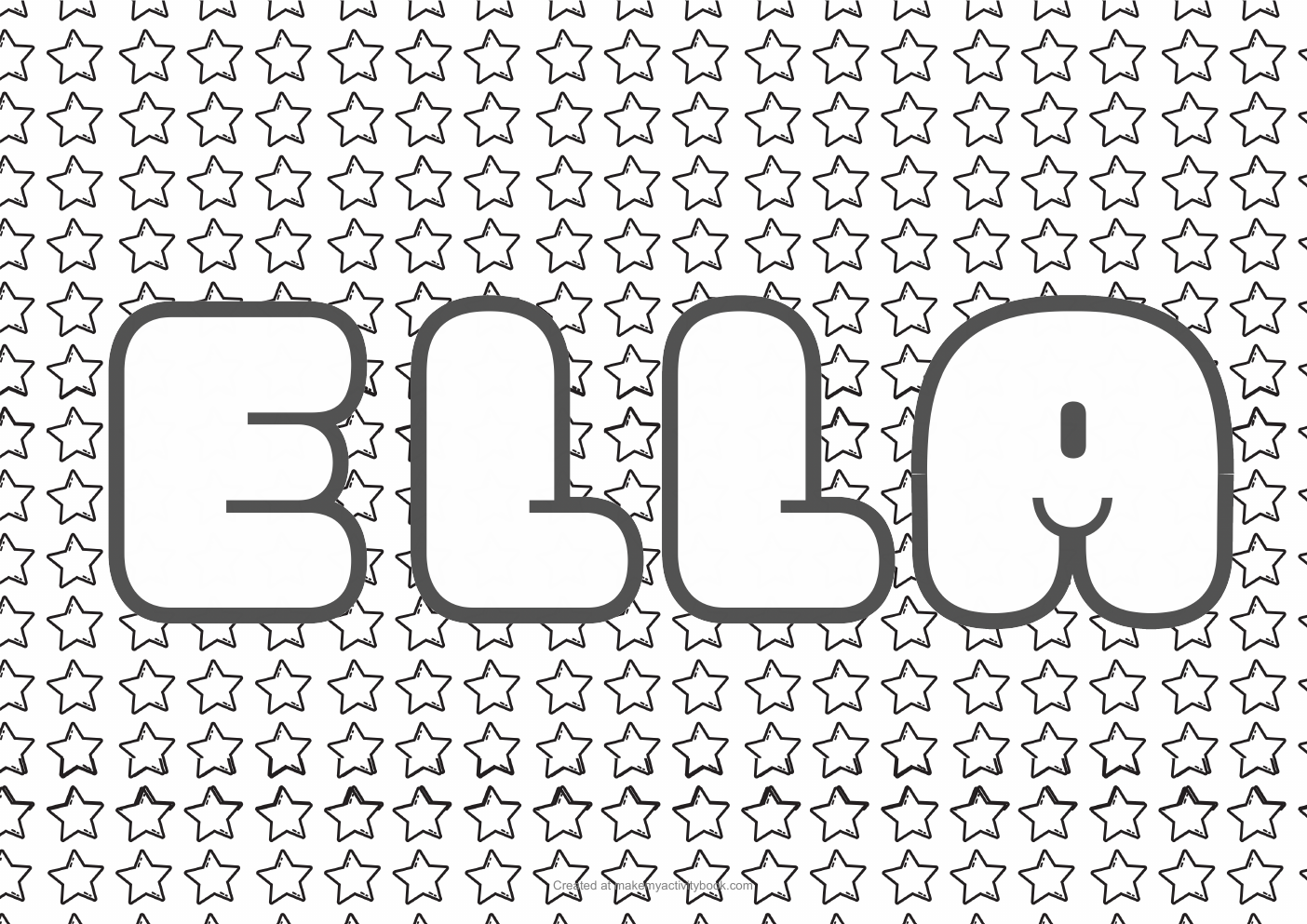 Ella Bubble letters — Stars border colouring sheet