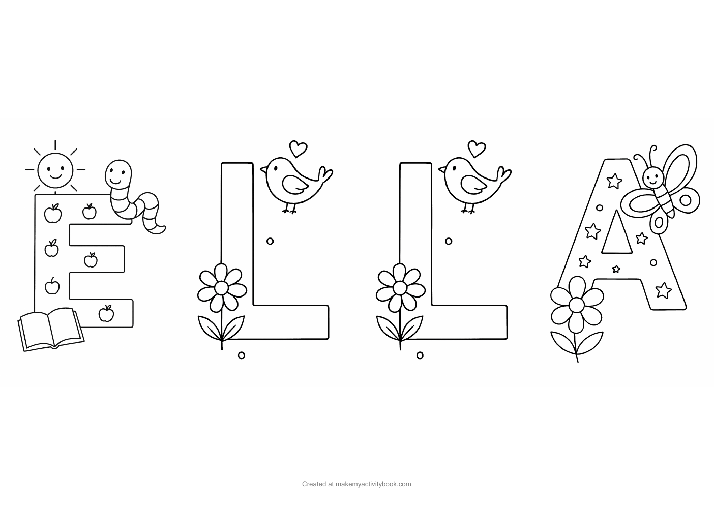 Ella letters colouring sheet