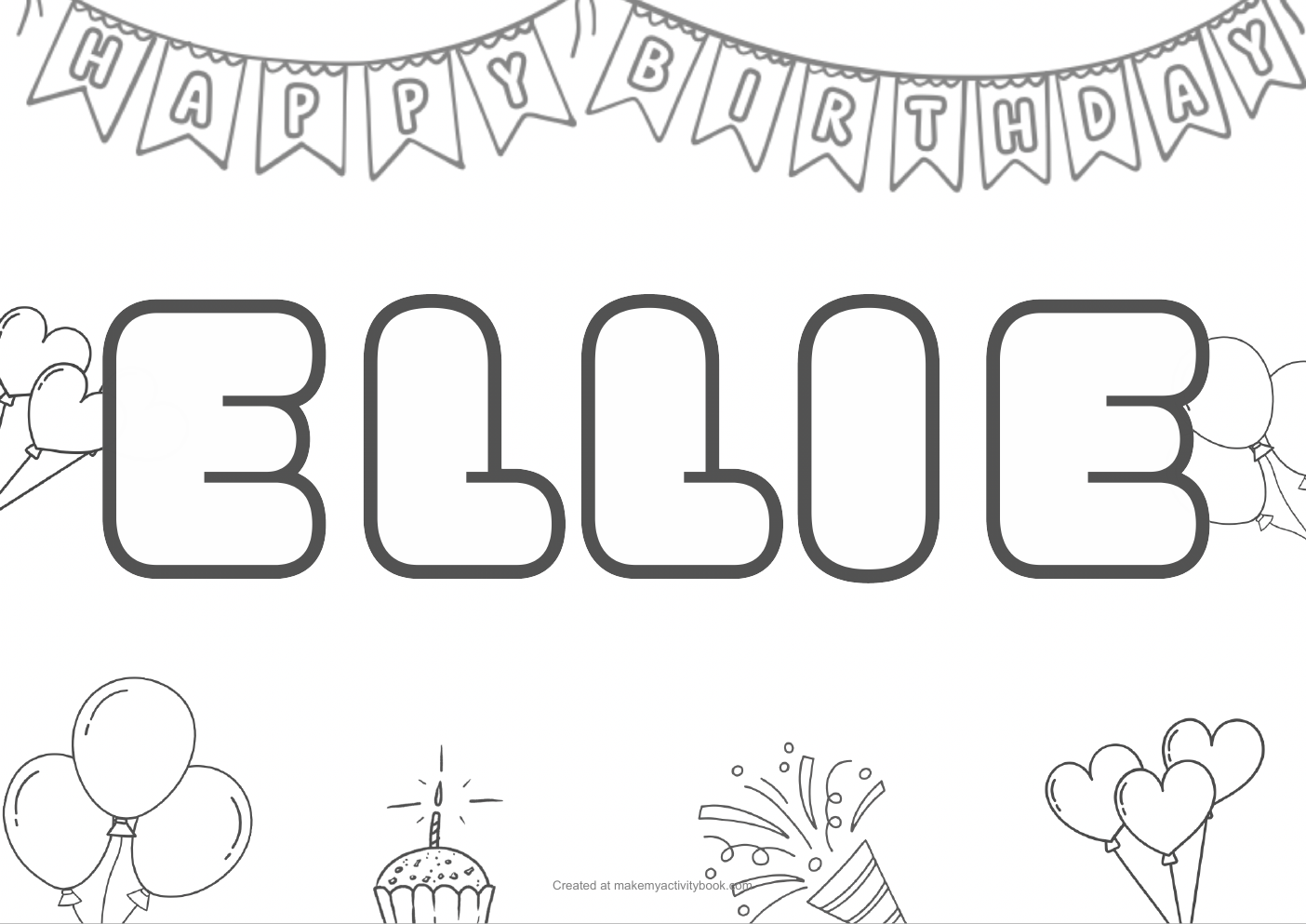 Ellie birthday colouring sheet
