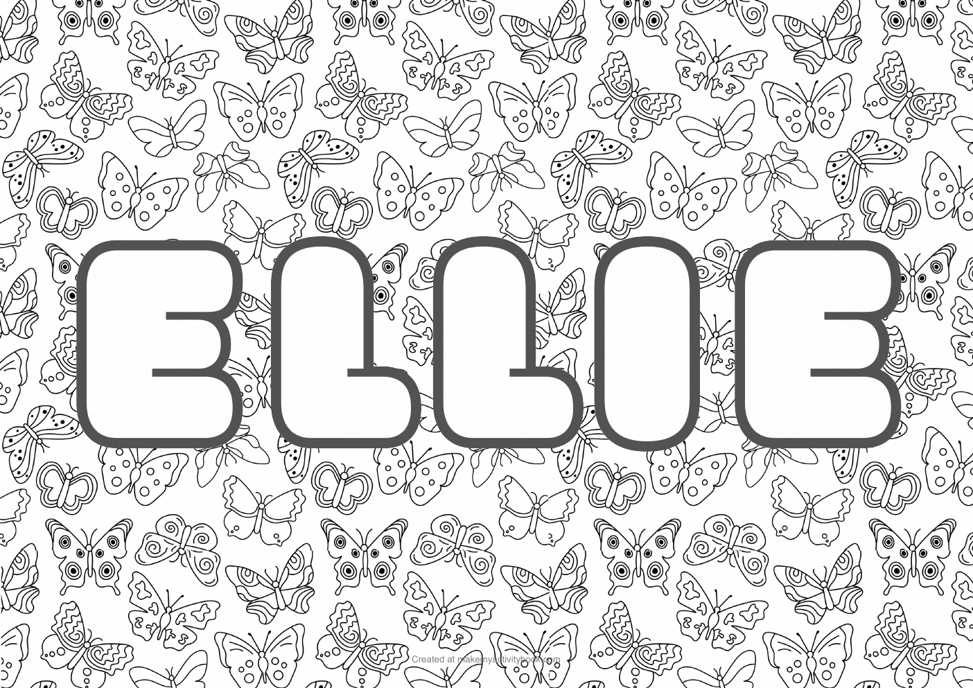 Ellie butterflies colouring sheet