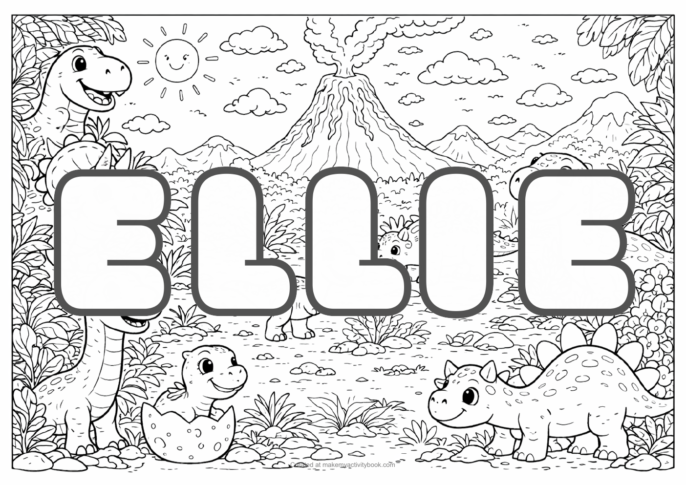 Ellie dinosaur colouring sheet