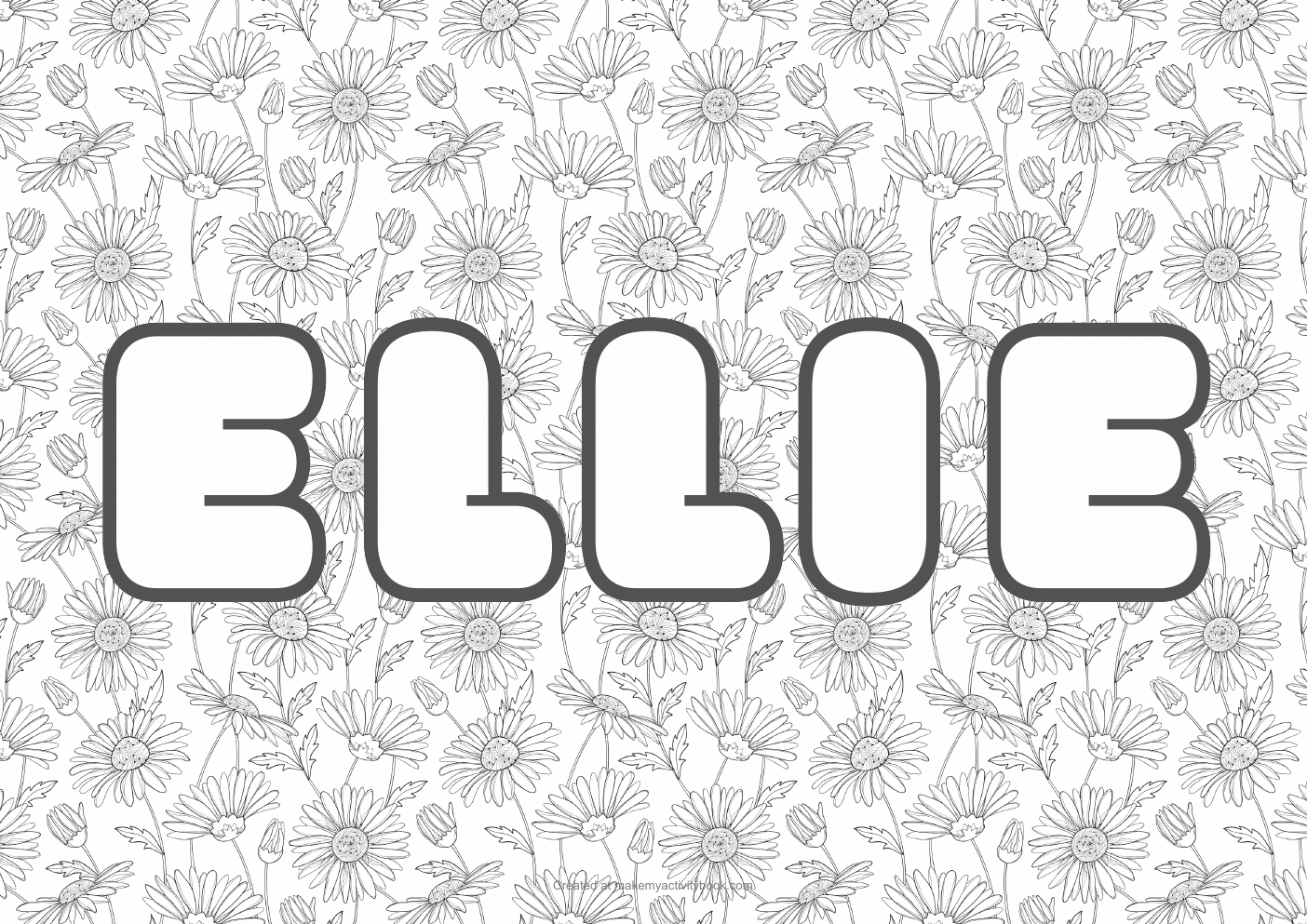 Ellie flowers colouring sheet