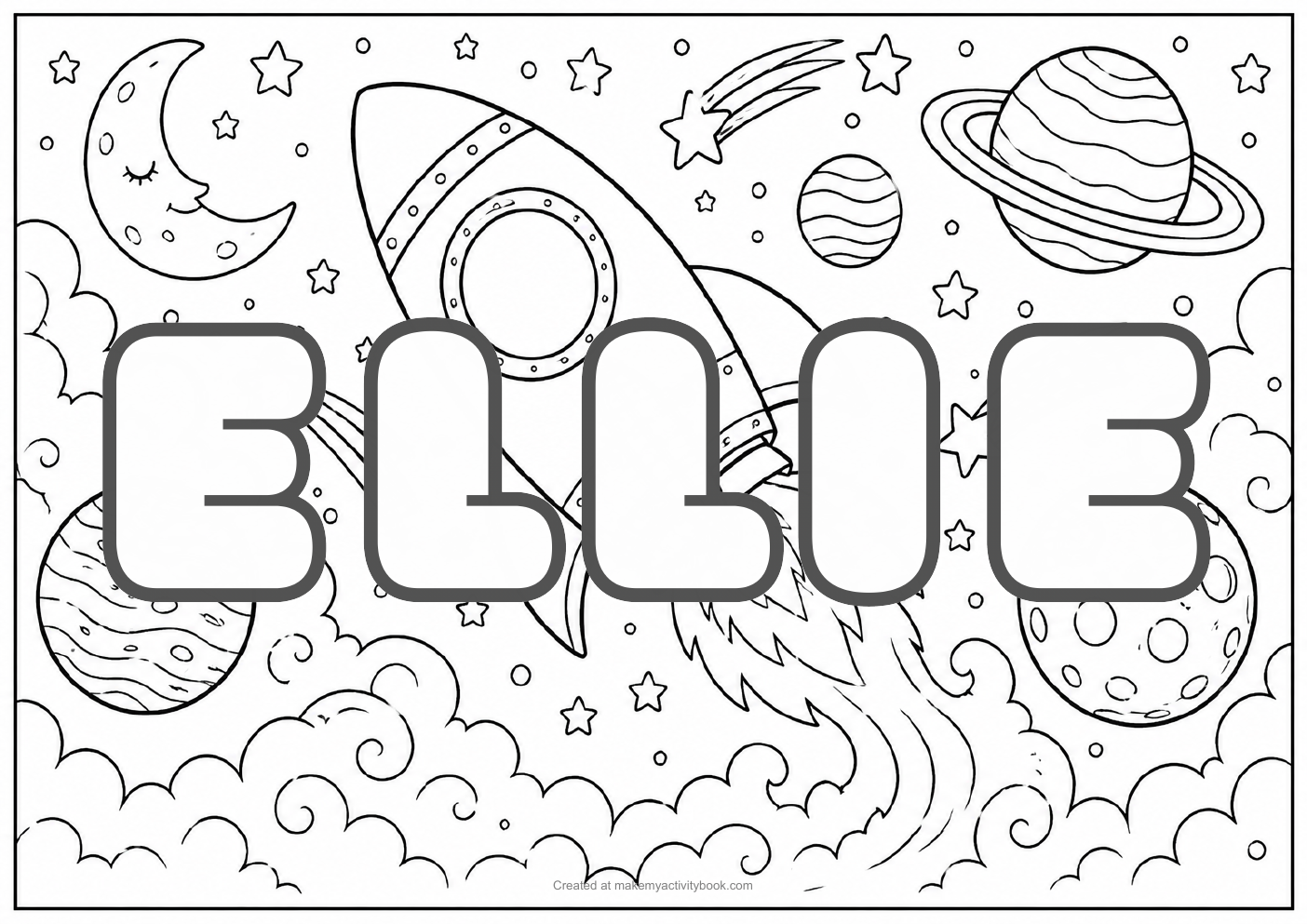 Ellie space colouring sheet