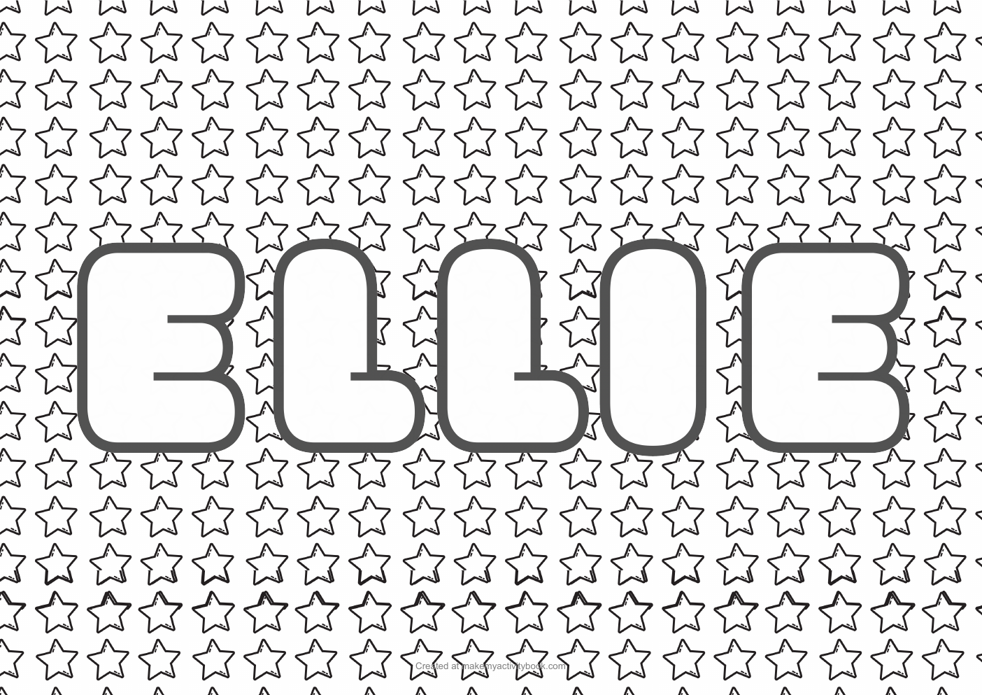 Ellie Bubble letters — Stars border colouring sheet