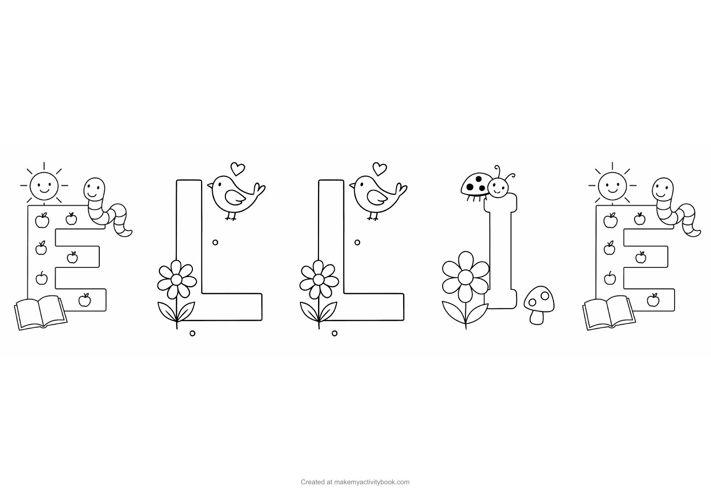 Ellie letters colouring sheet