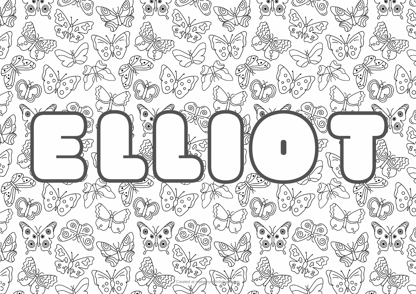 Elliot butterflies colouring sheet