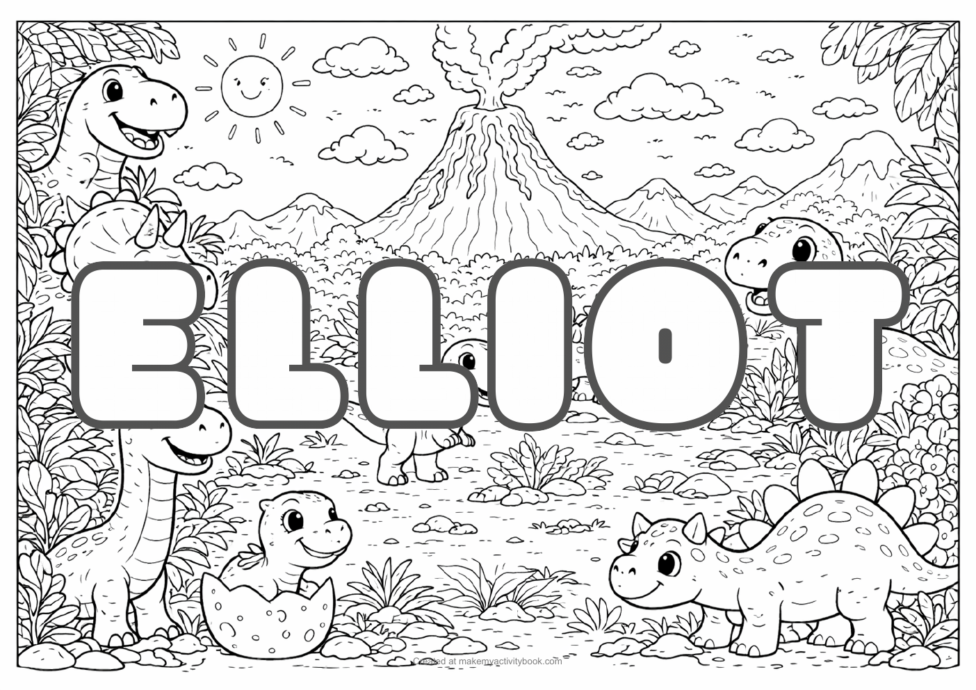 Elliot dinosaur colouring sheet