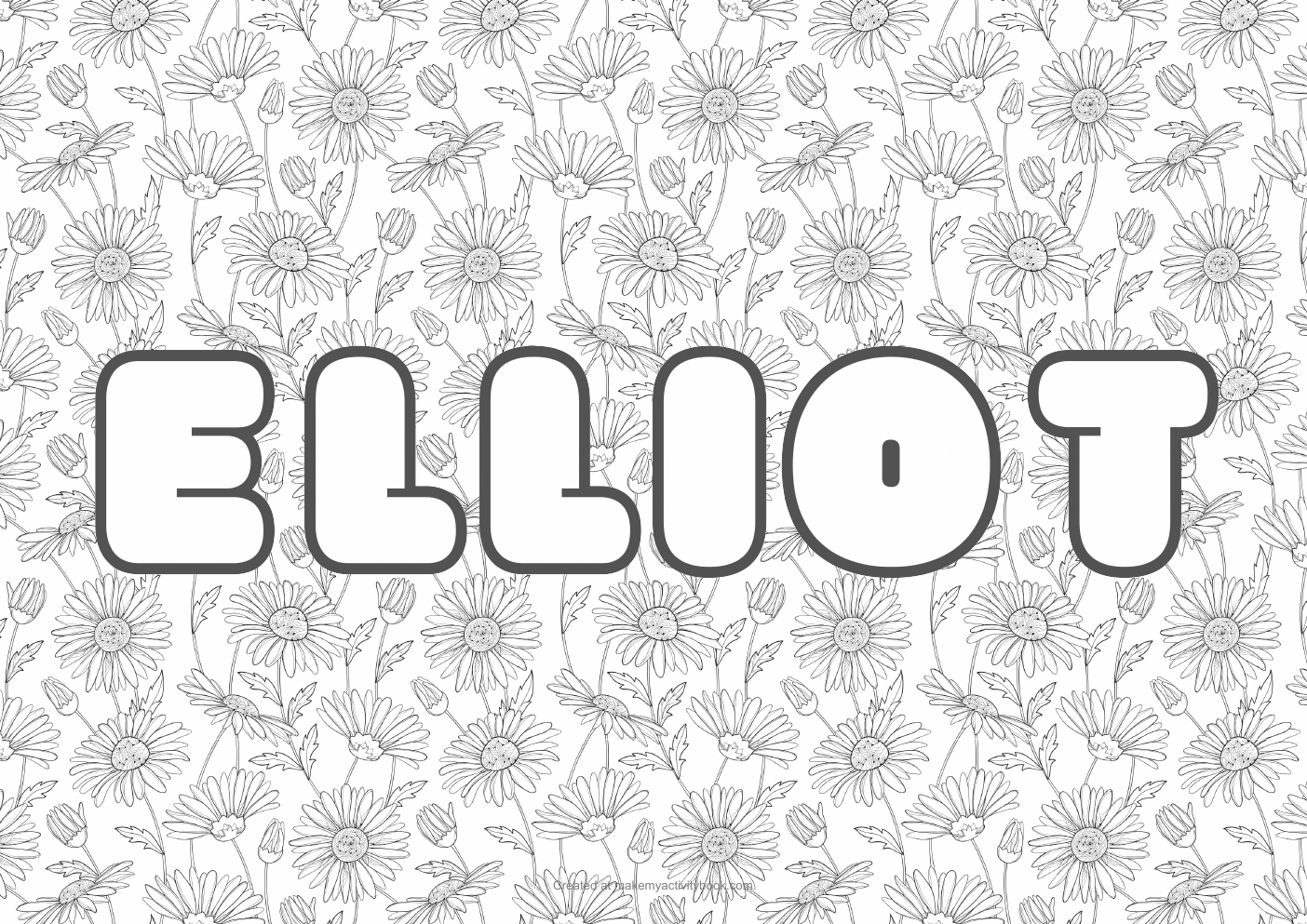 Elliot flowers colouring sheet