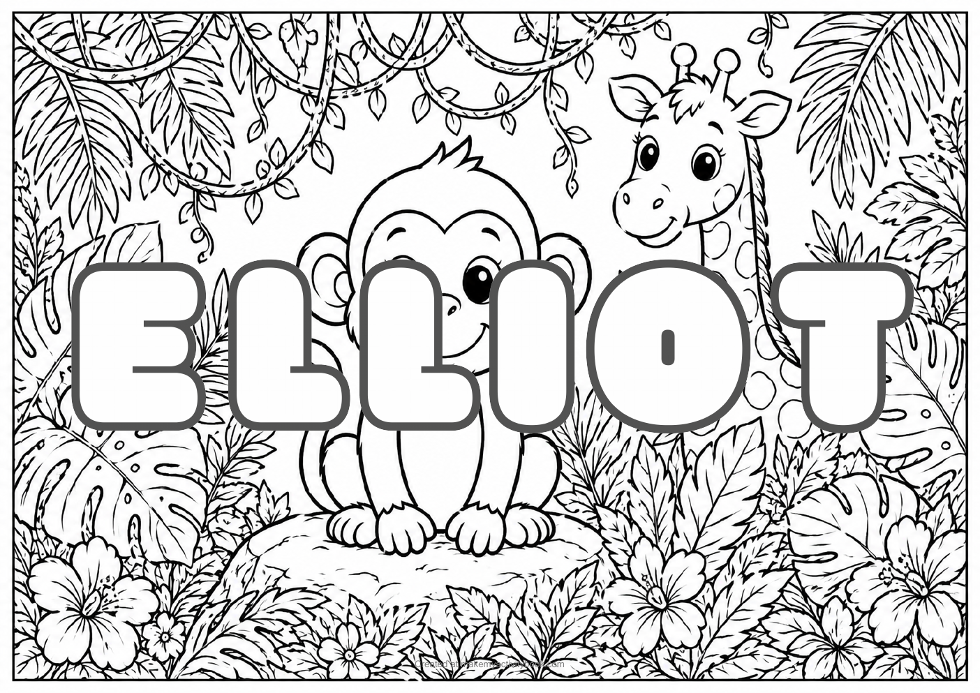 Elliot jungle colouring sheet
