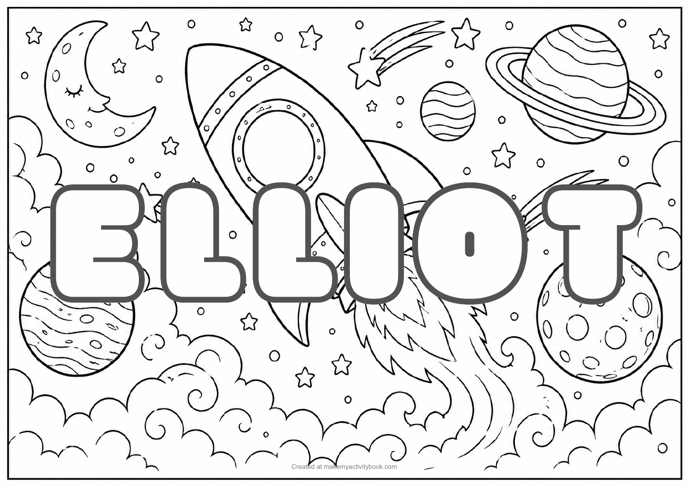 Elliot space colouring sheet