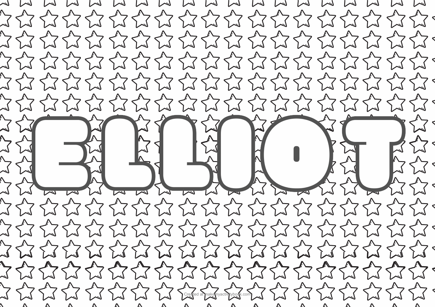 Elliot Bubble letters — Stars border colouring sheet