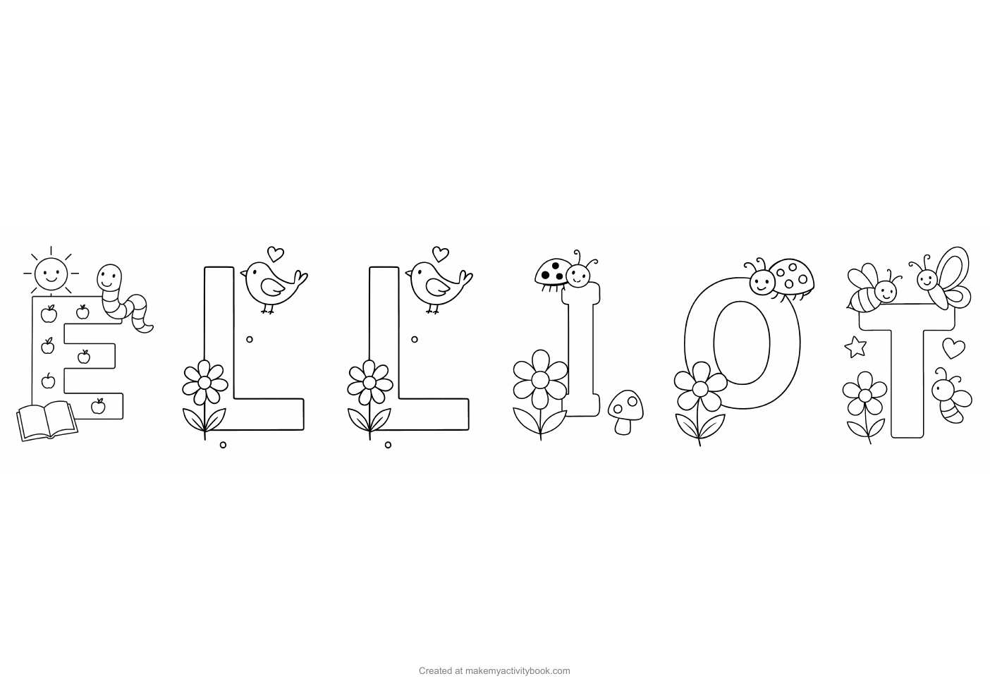 Elliot letters colouring sheet