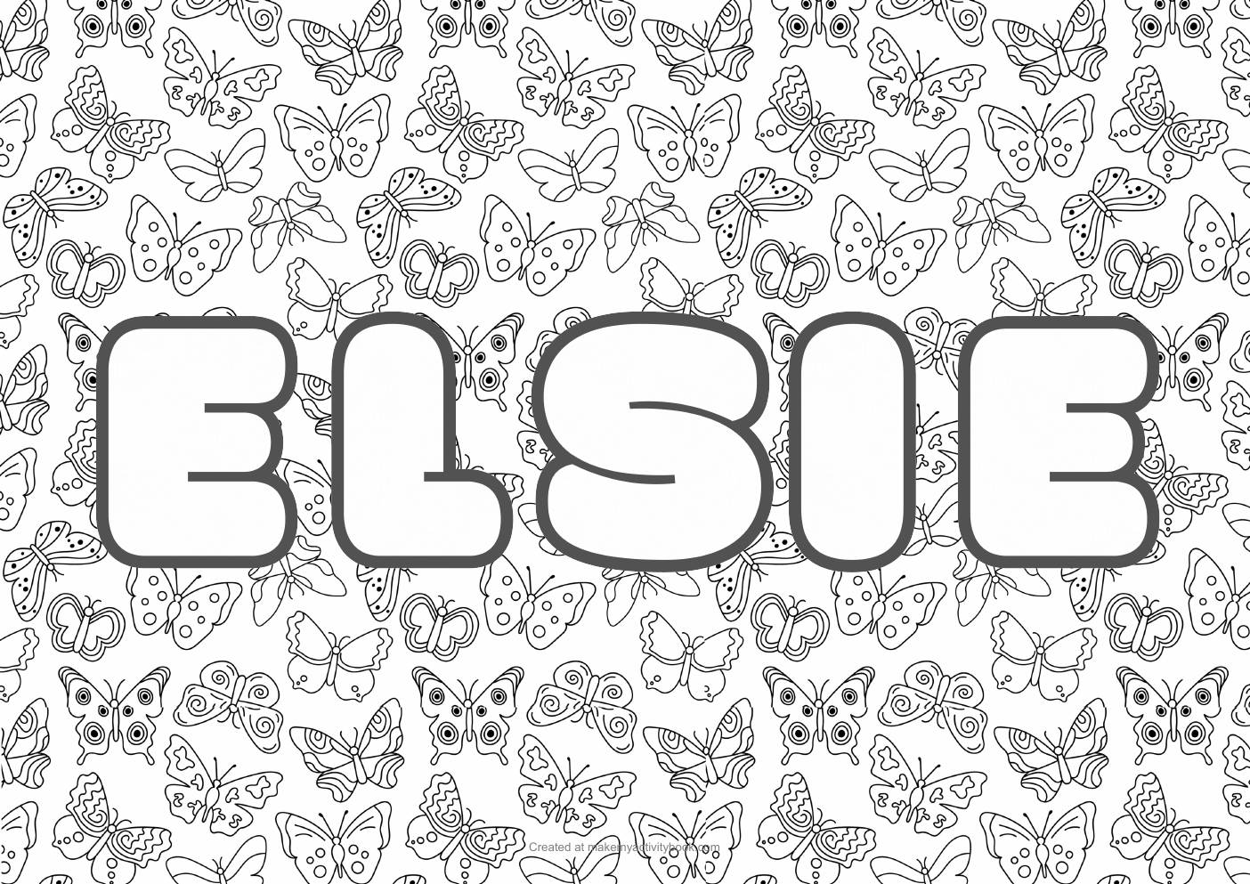 Elsie butterflies colouring sheet
