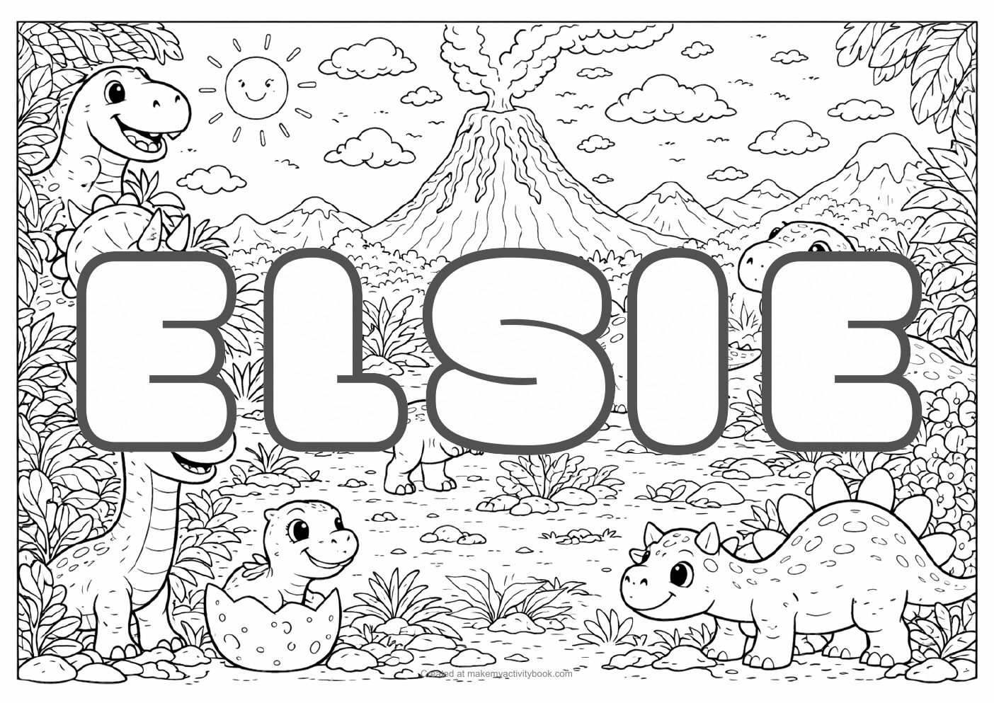 Elsie dinosaur colouring sheet
