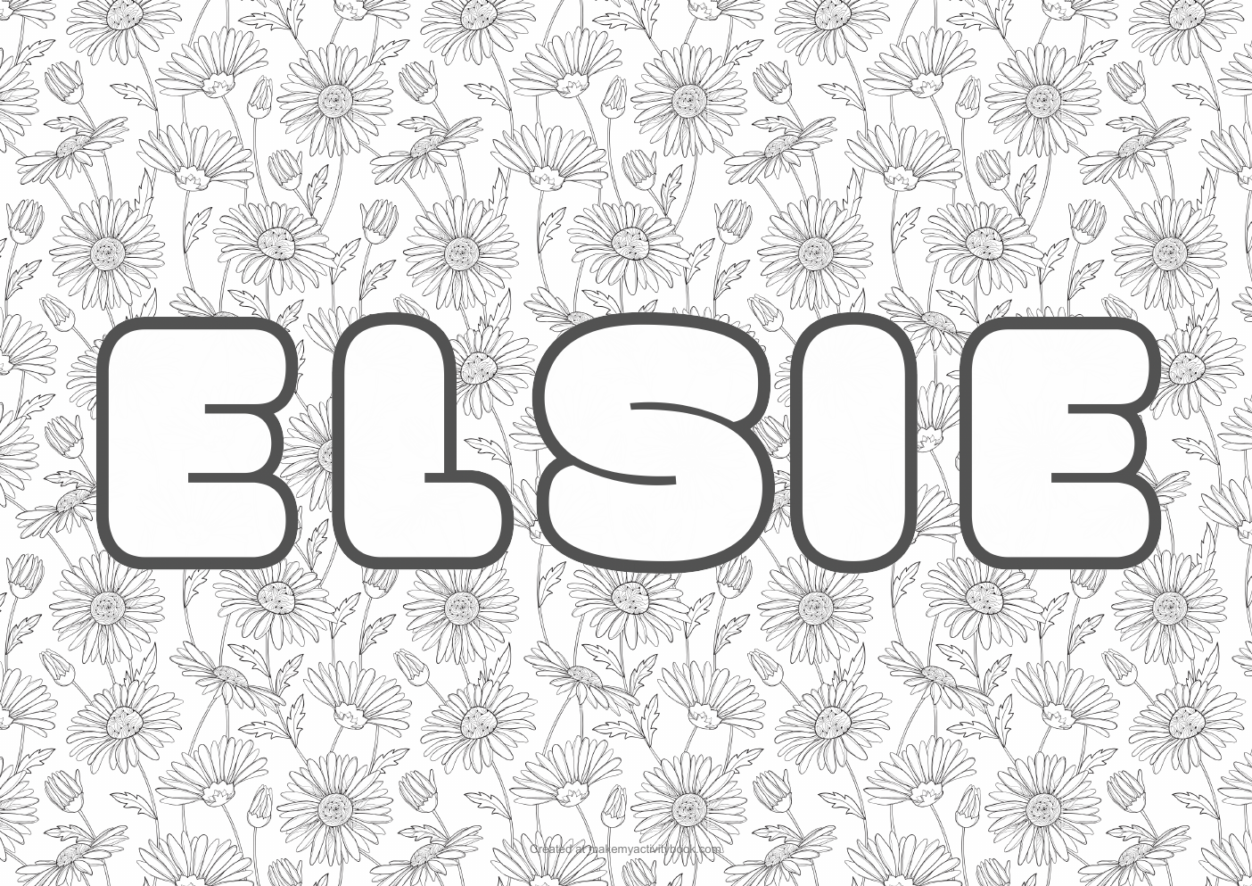 Elsie flowers colouring sheet