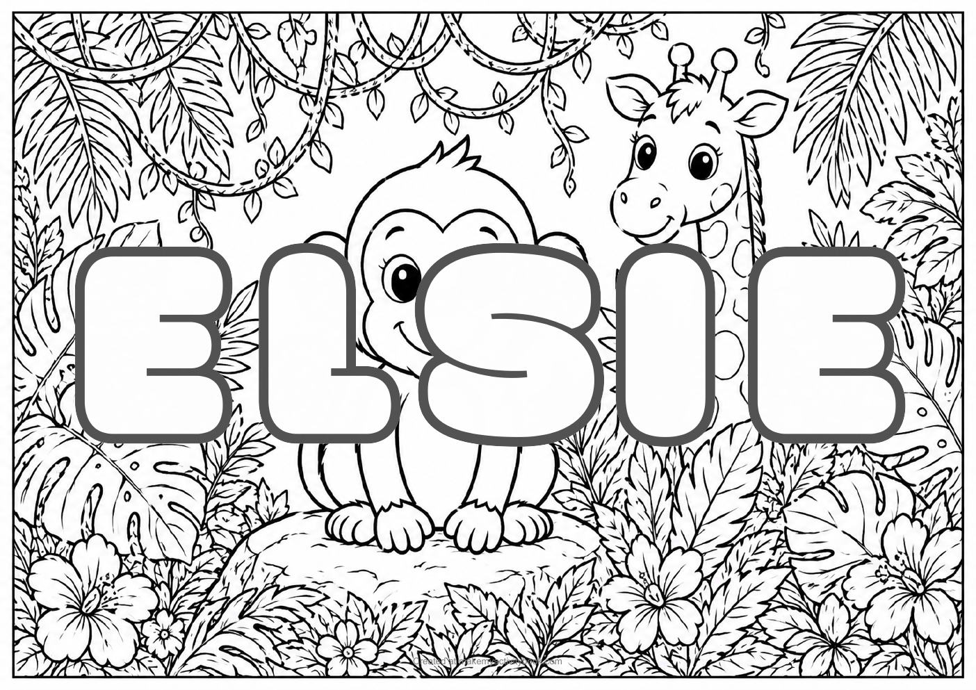 Elsie jungle colouring sheet