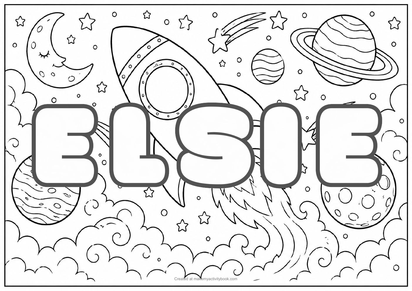 Elsie space colouring sheet