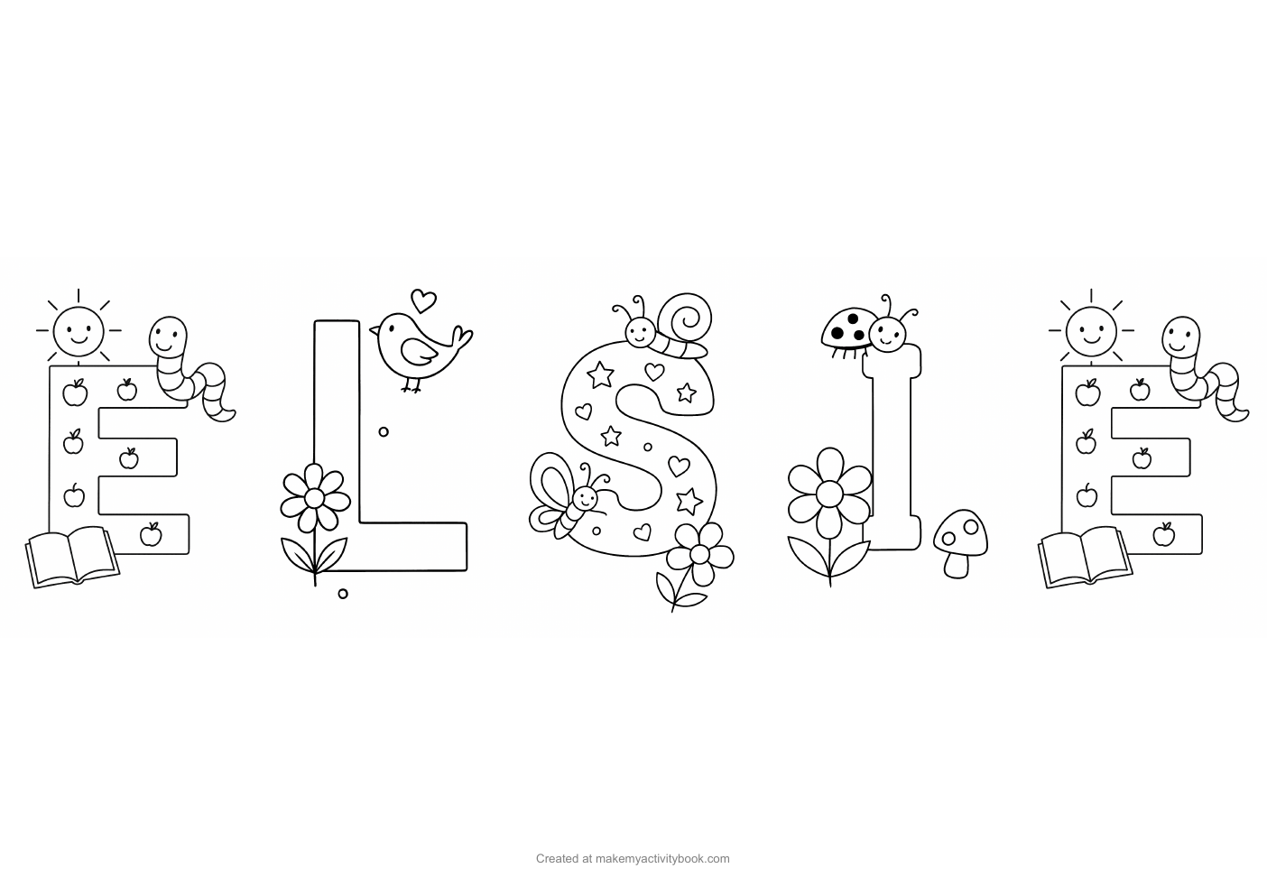 Elsie letters colouring sheet