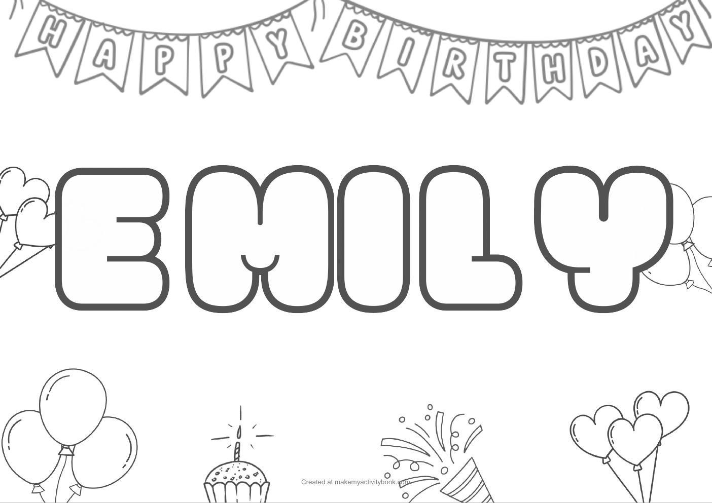 Emily birthday colouring sheet