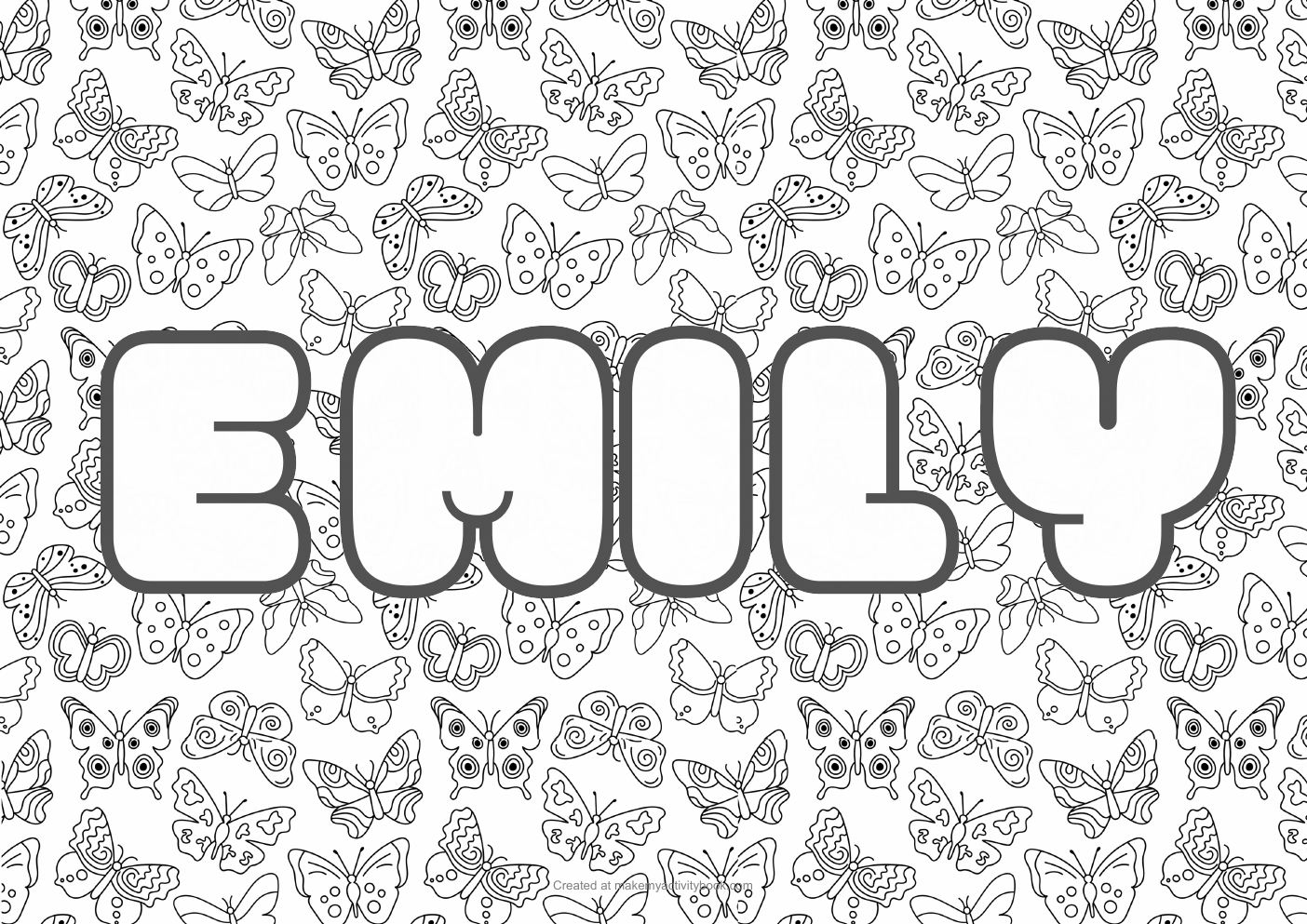 Emily butterflies colouring sheet