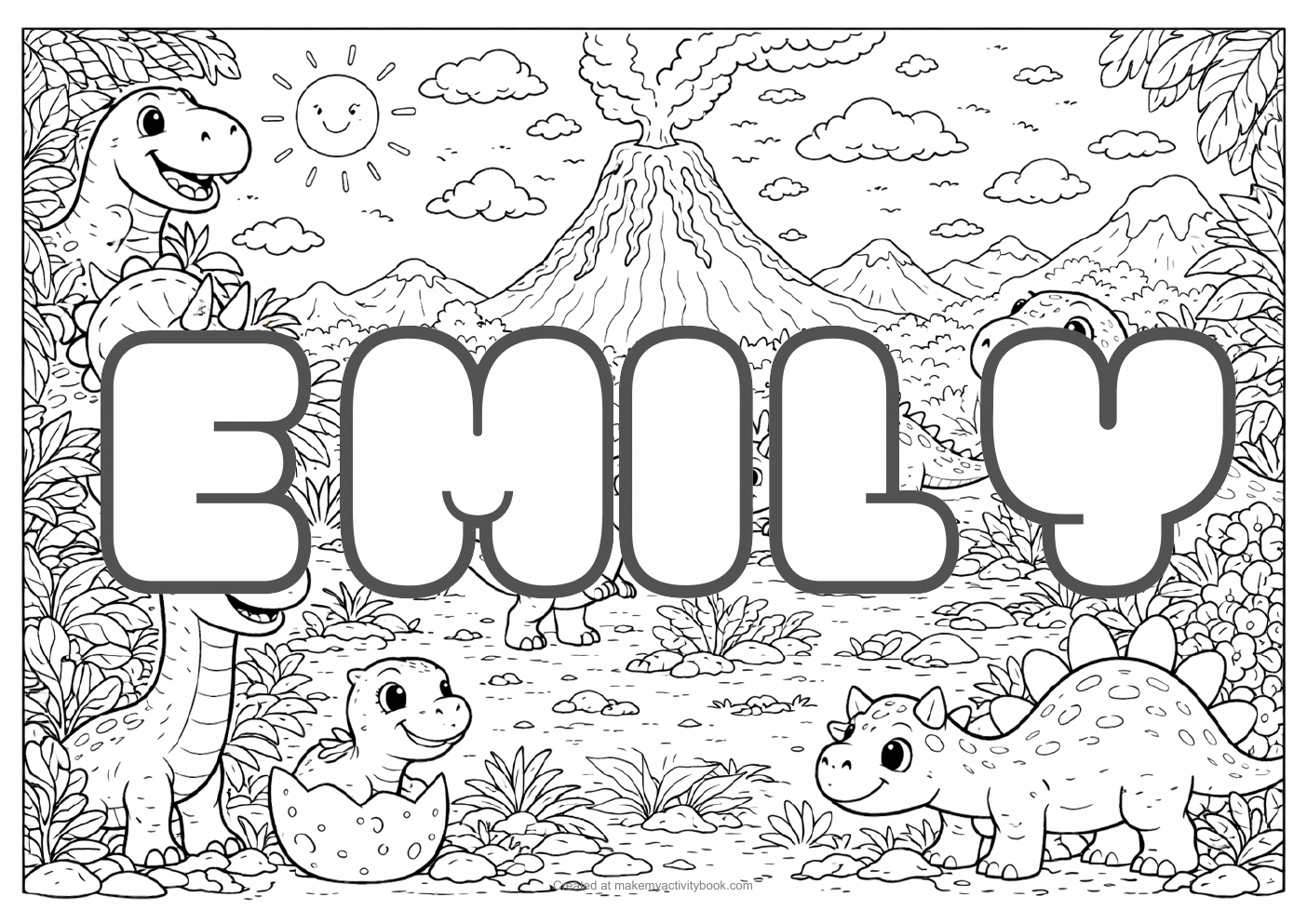Emily dinosaur colouring sheet