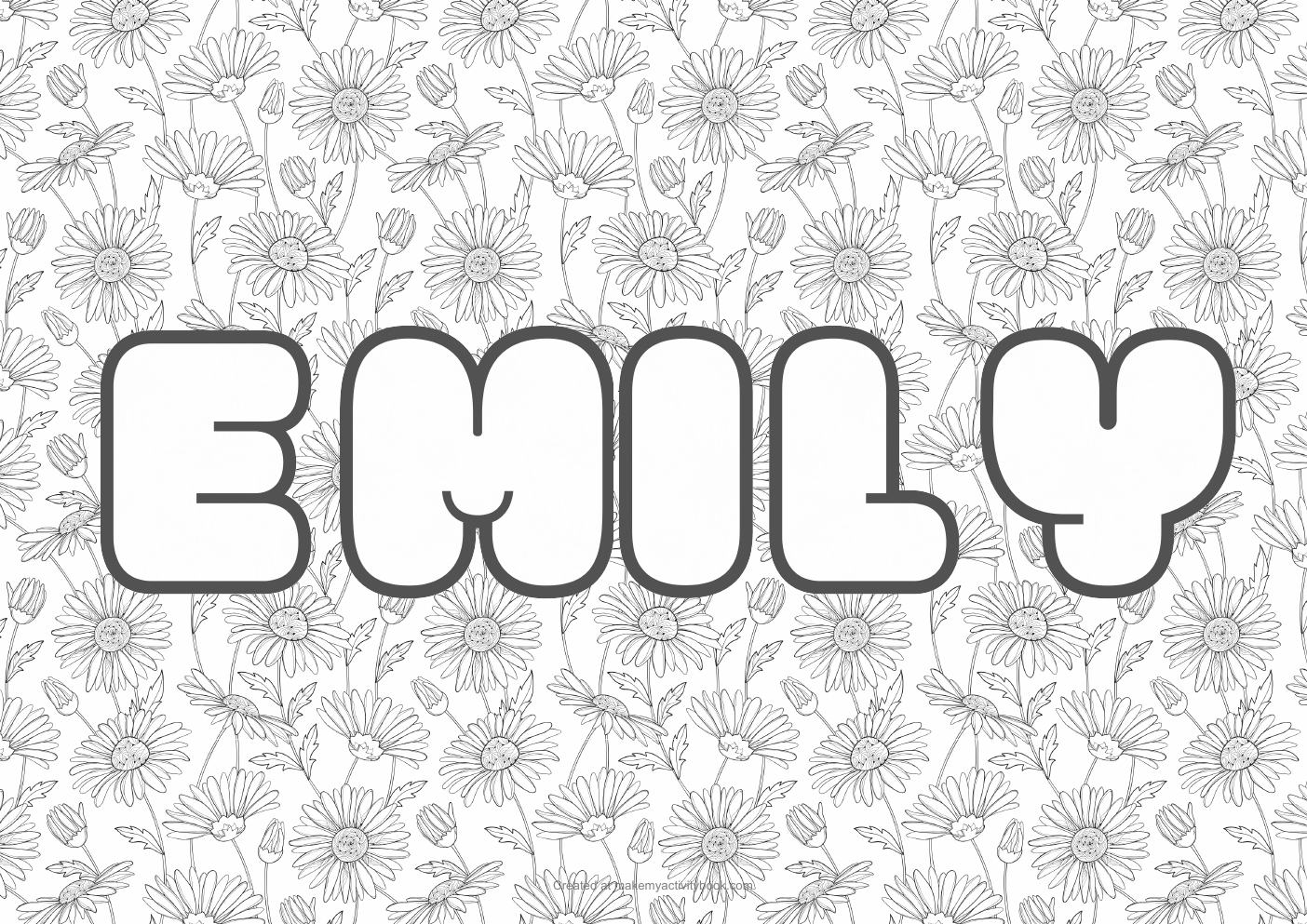 Emily flowers colouring sheet