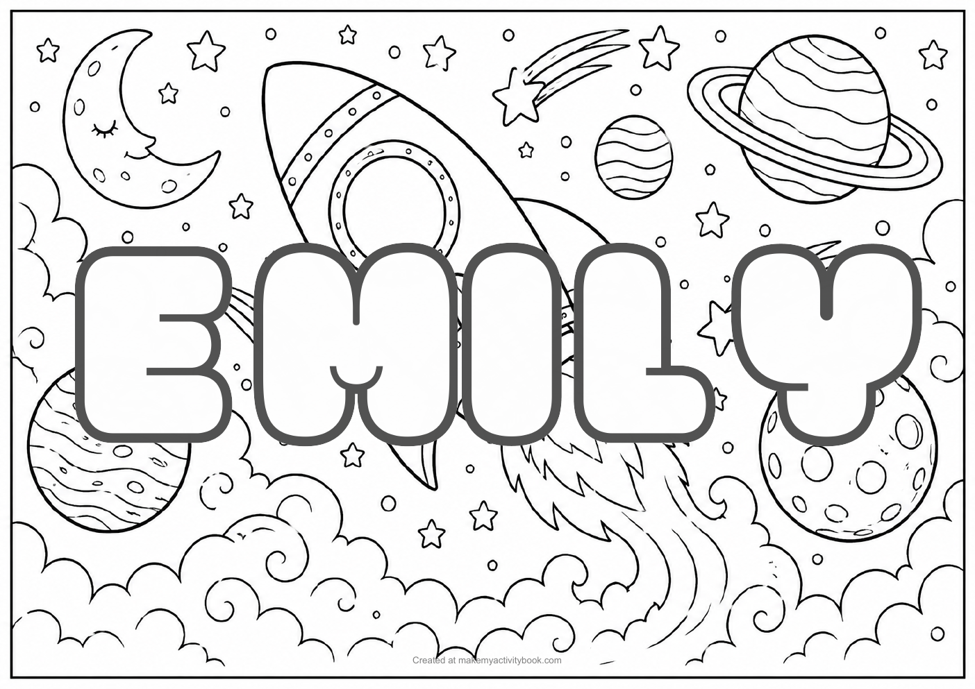 Emily space colouring sheet