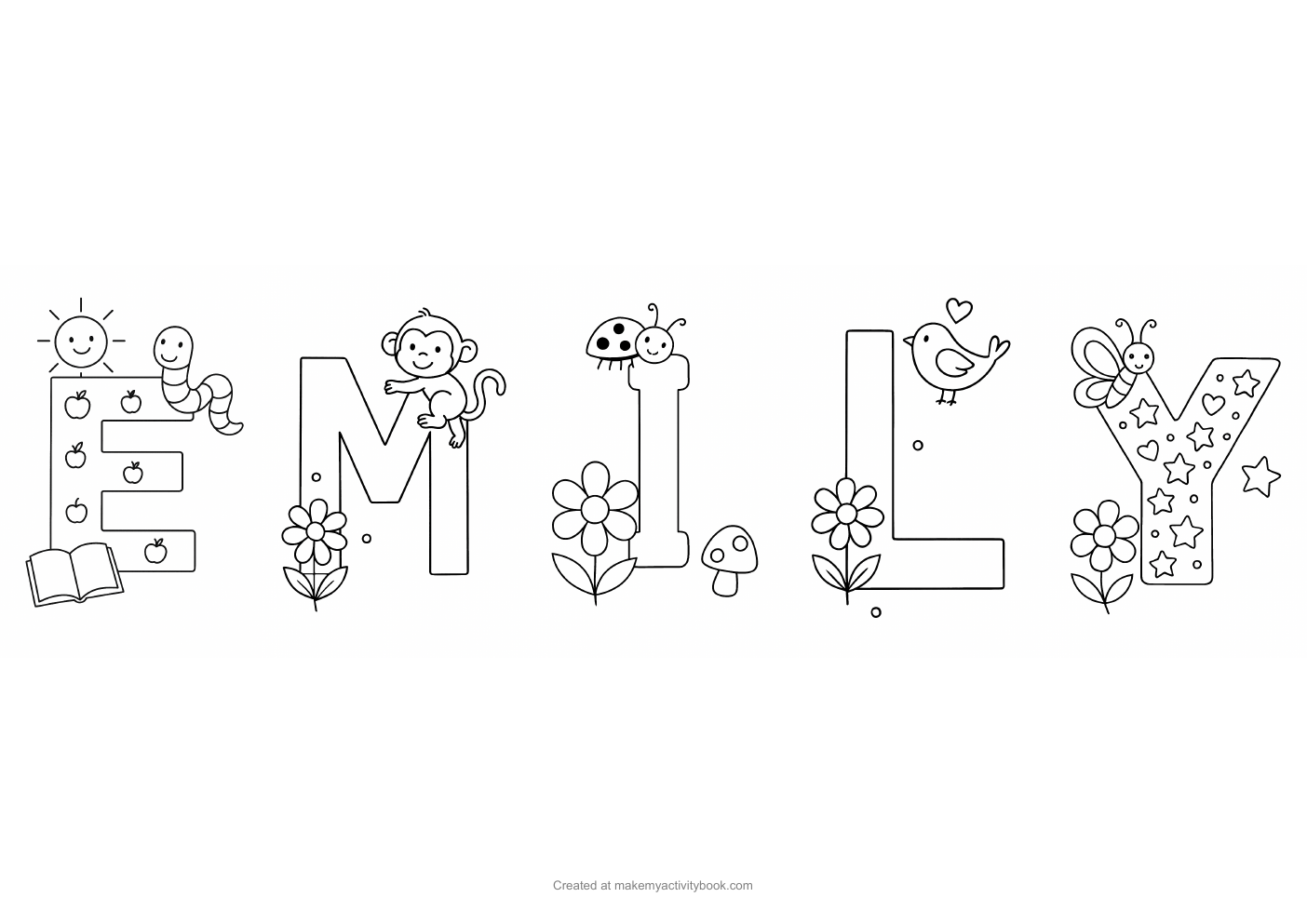 Emily letters colouring sheet