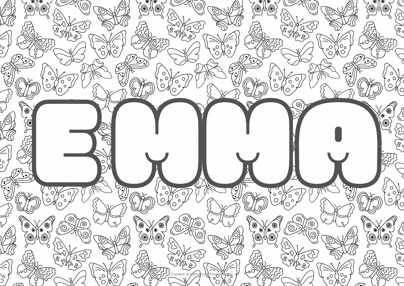 Emma butterflies colouring sheet