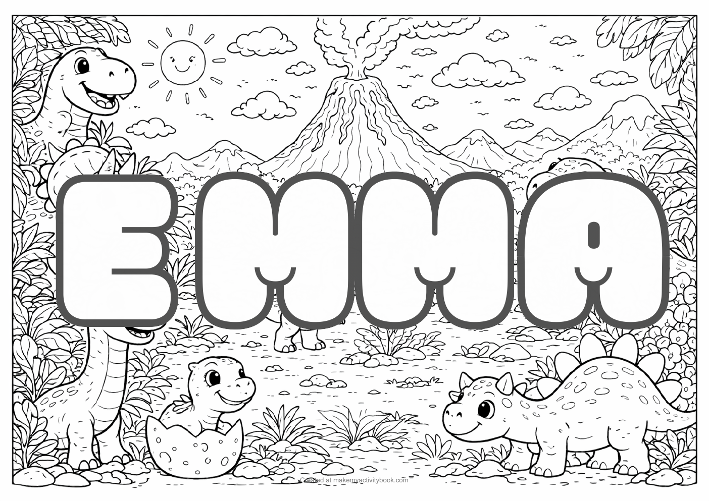 Emma dinosaur colouring sheet