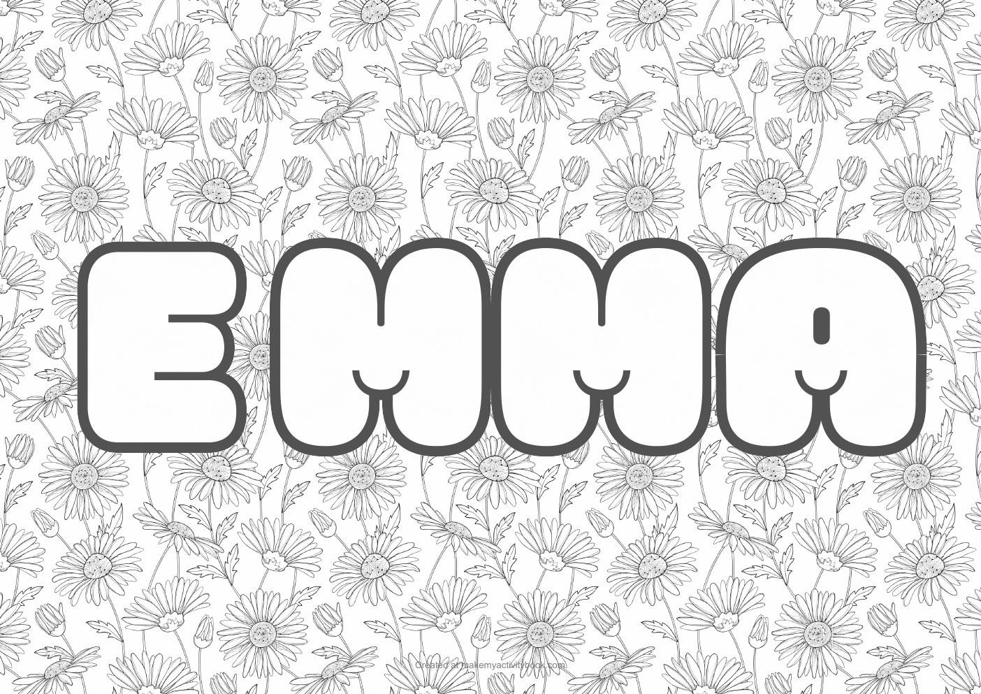 Emma flowers colouring sheet
