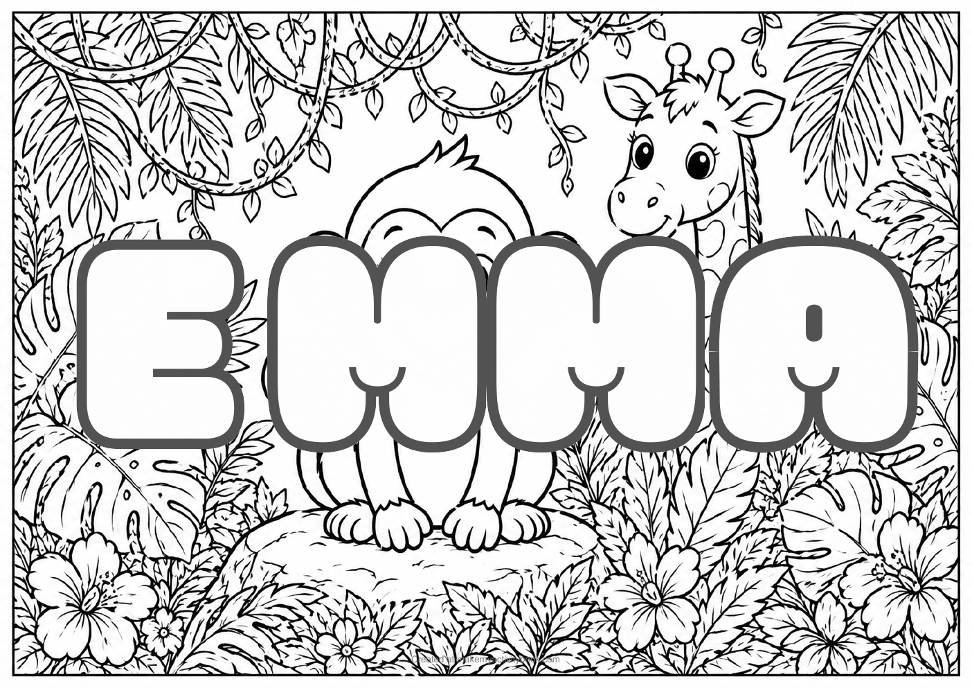 Emma jungle colouring sheet