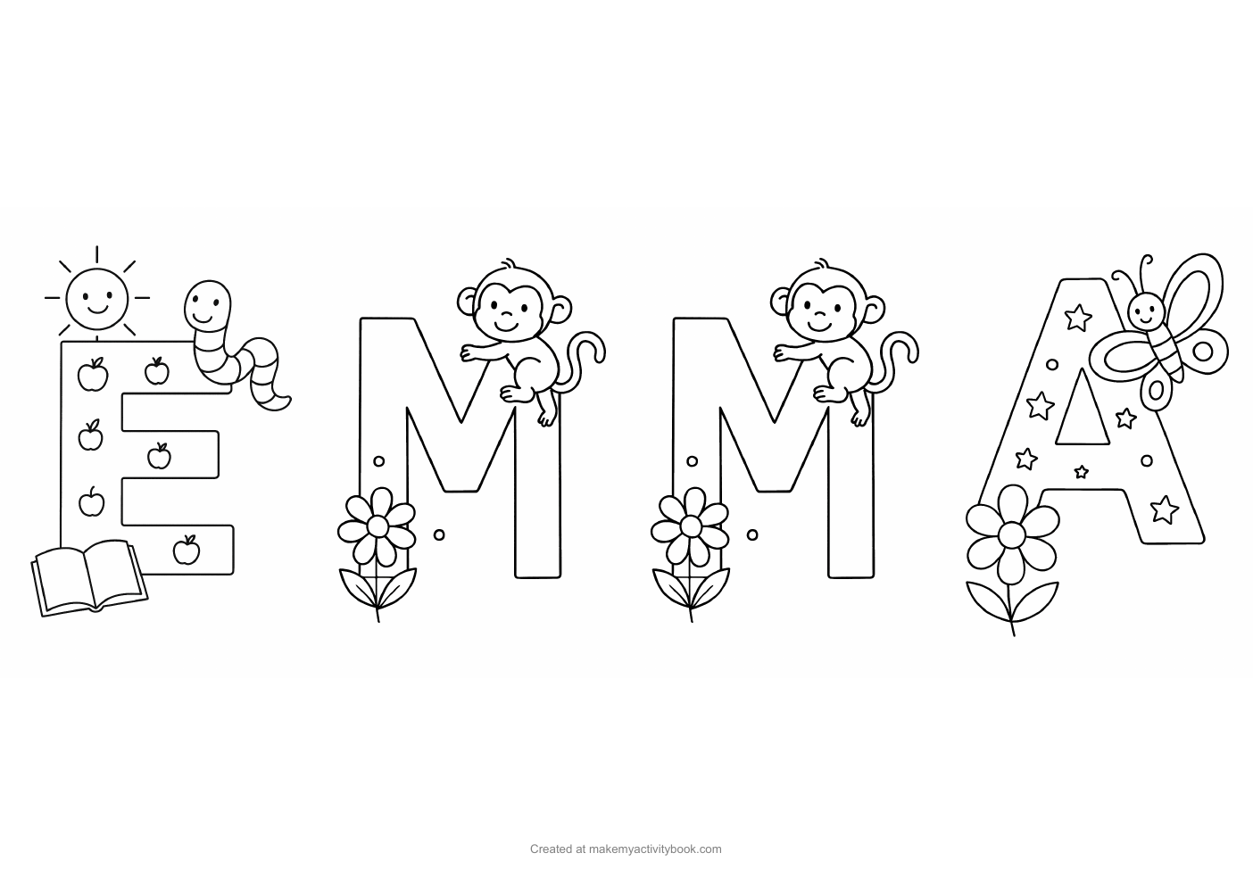 Emma letters colouring sheet