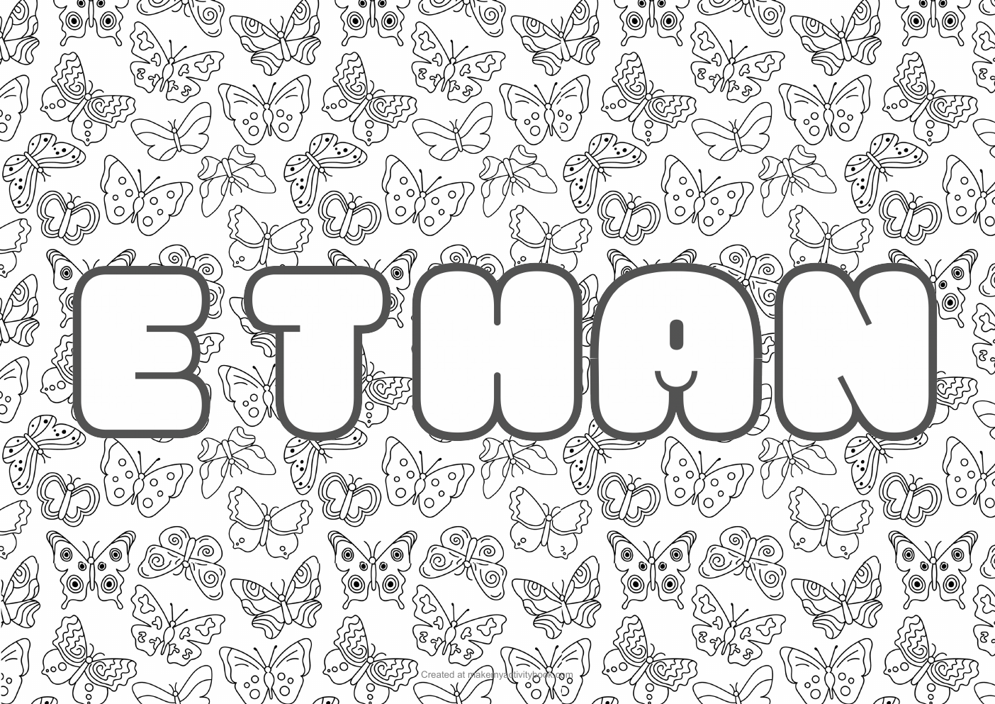 Ethan butterflies colouring sheet
