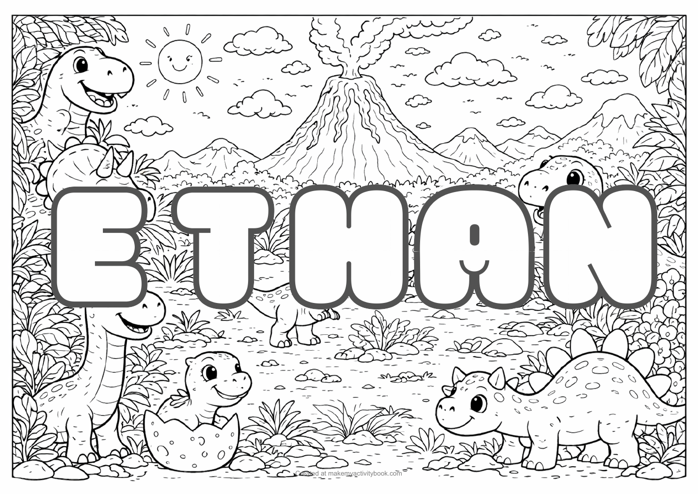 Ethan dinosaur colouring sheet