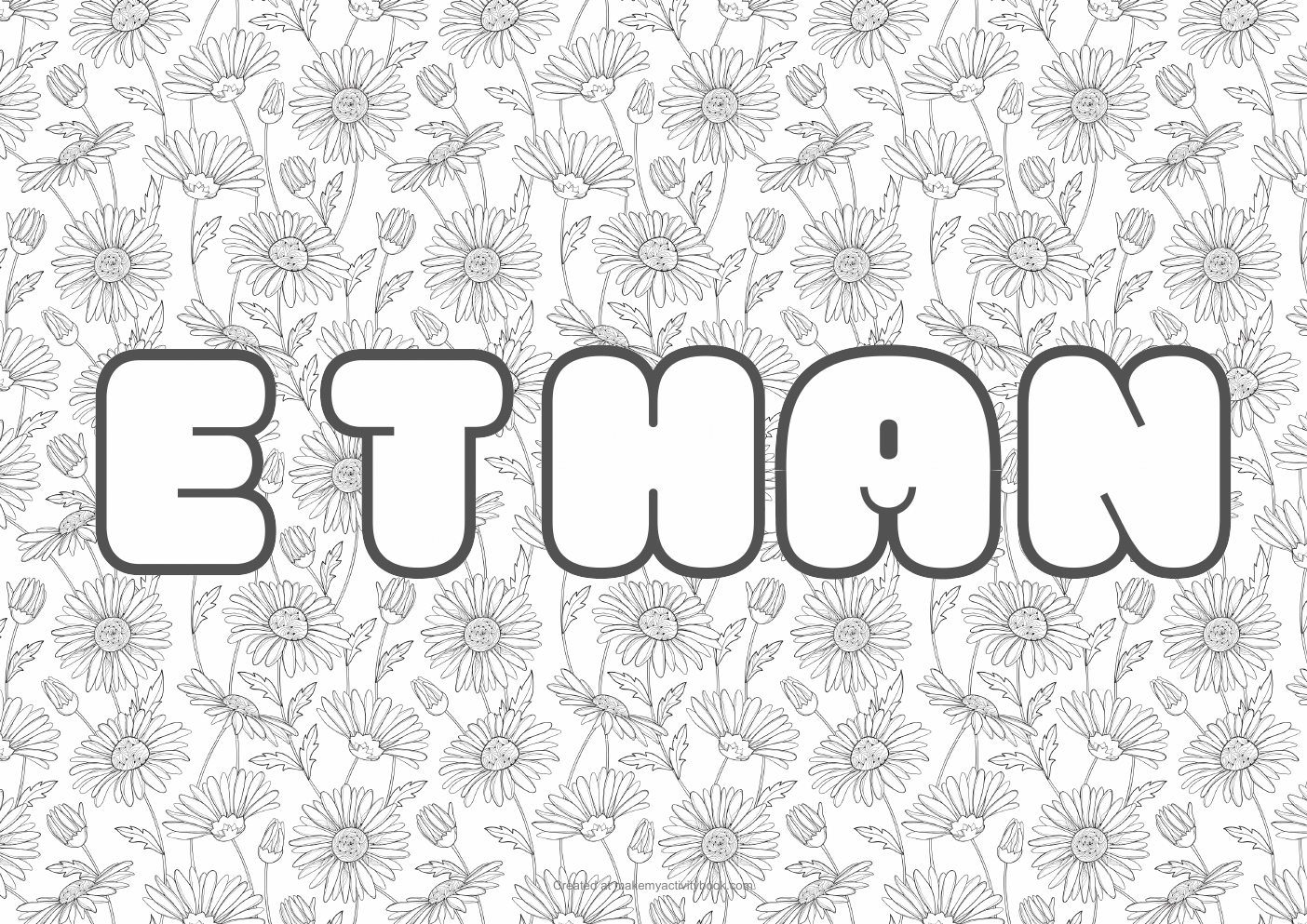 Ethan flowers colouring sheet