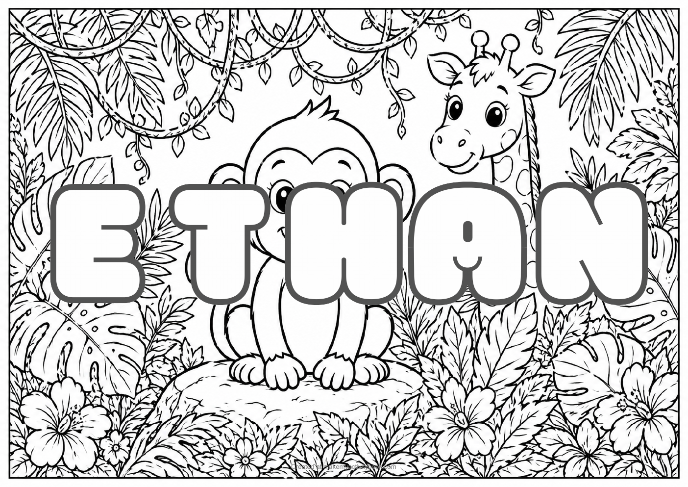 Ethan jungle colouring sheet