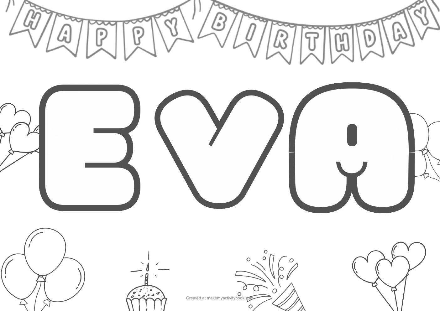 Eva birthday colouring sheet