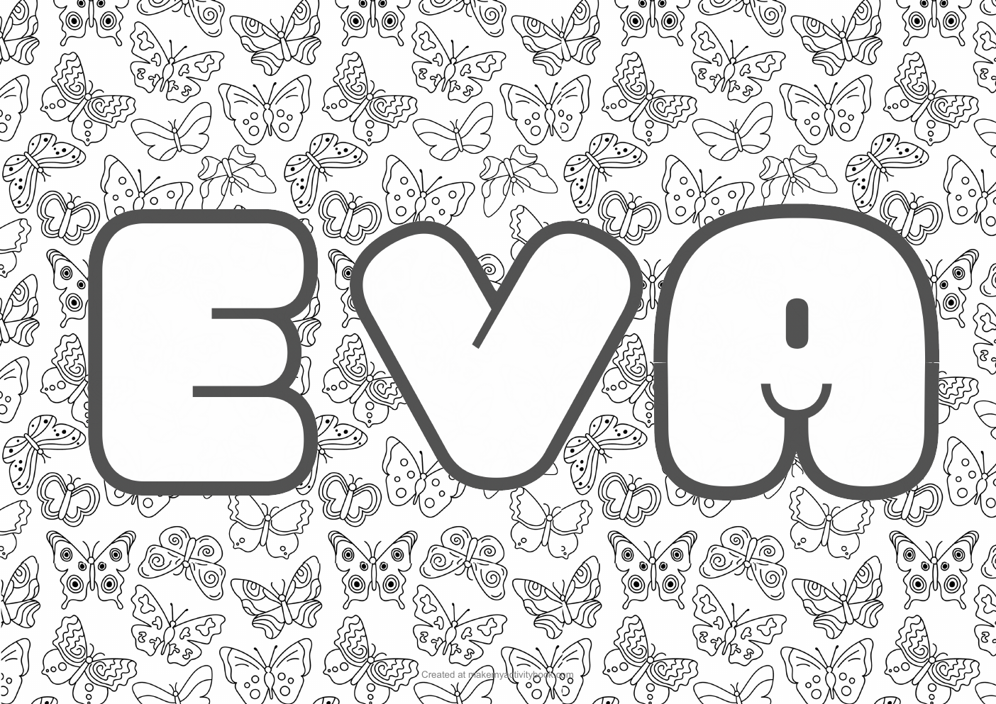 Eva butterflies colouring sheet