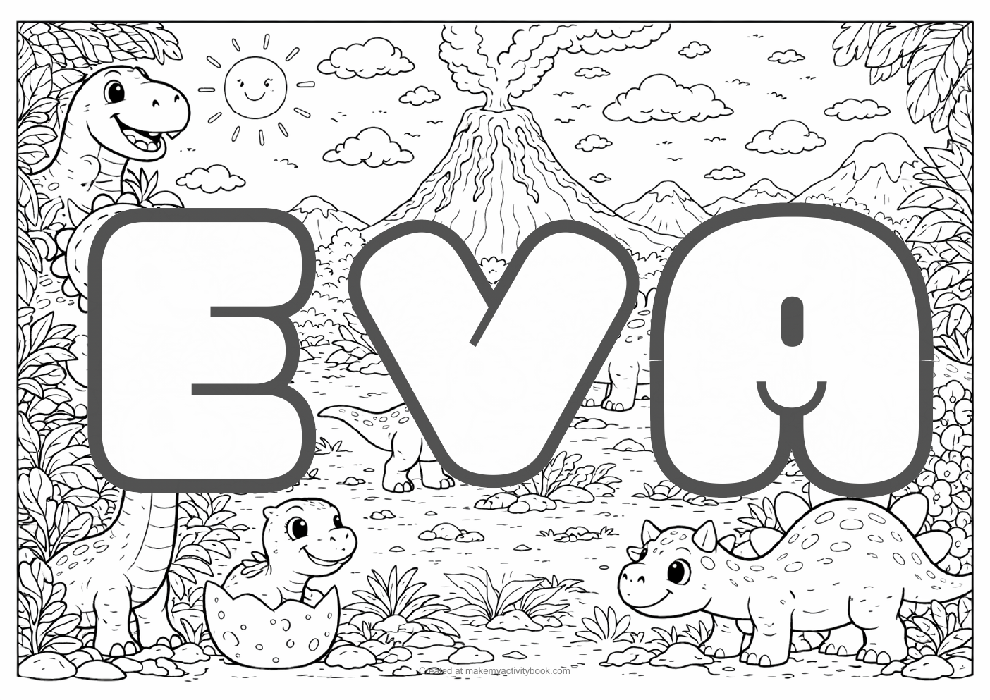 Eva dinosaur colouring sheet
