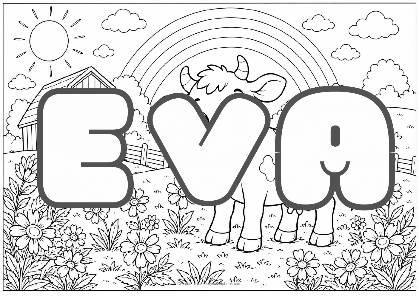 Eva farm colouring sheet