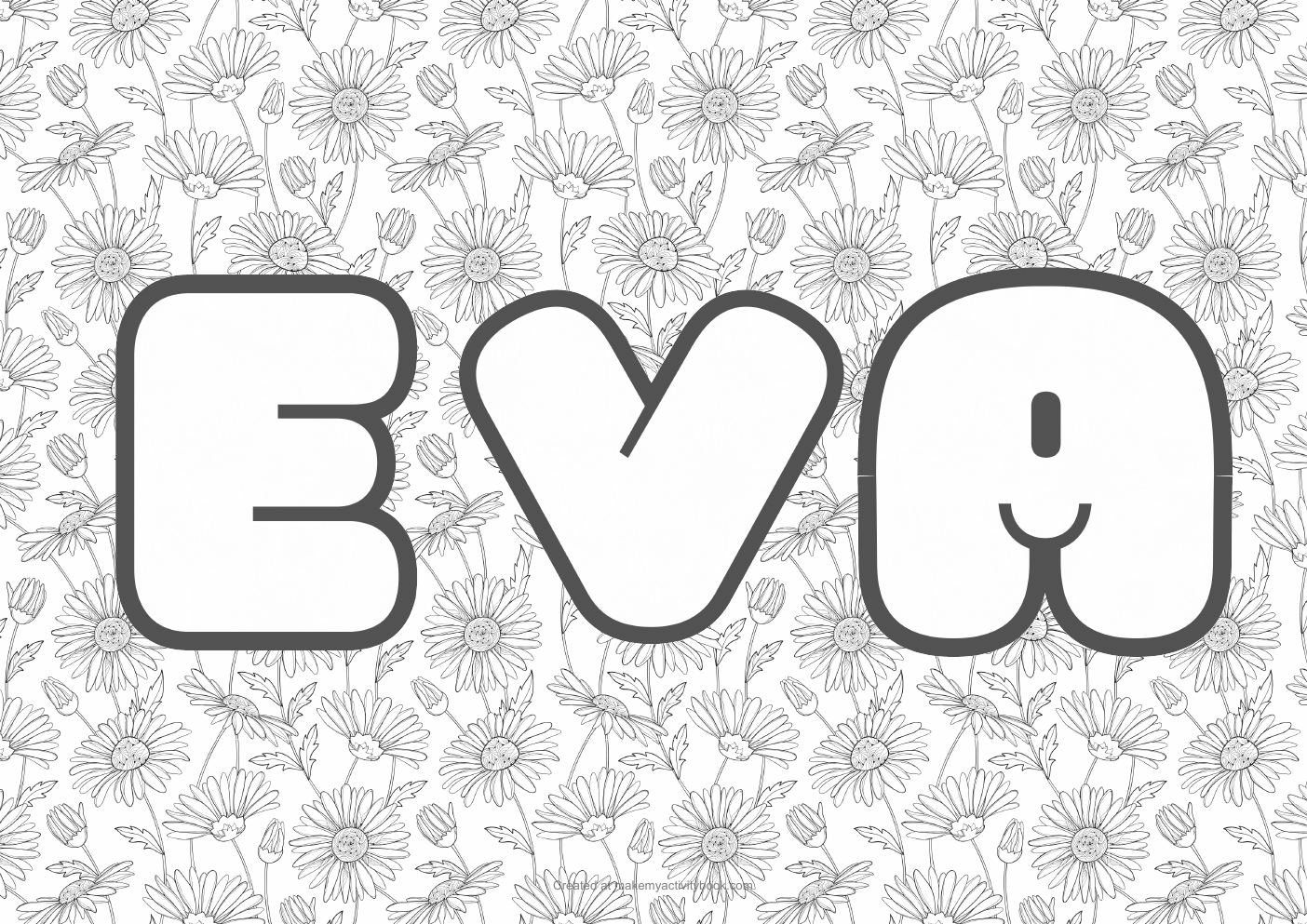 Eva flowers colouring sheet